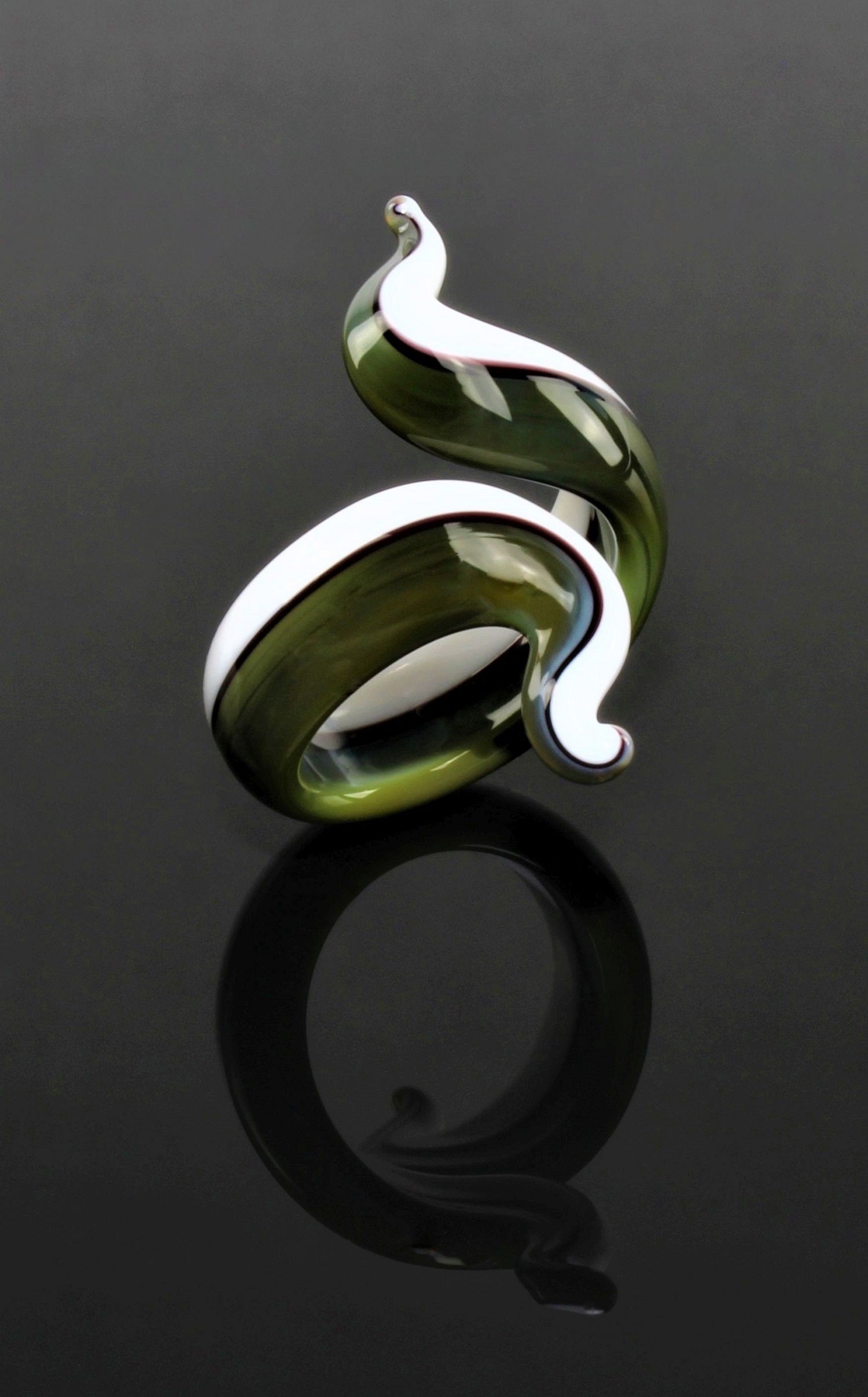 anneau "Eva", vert sapin , verre borosilicaté