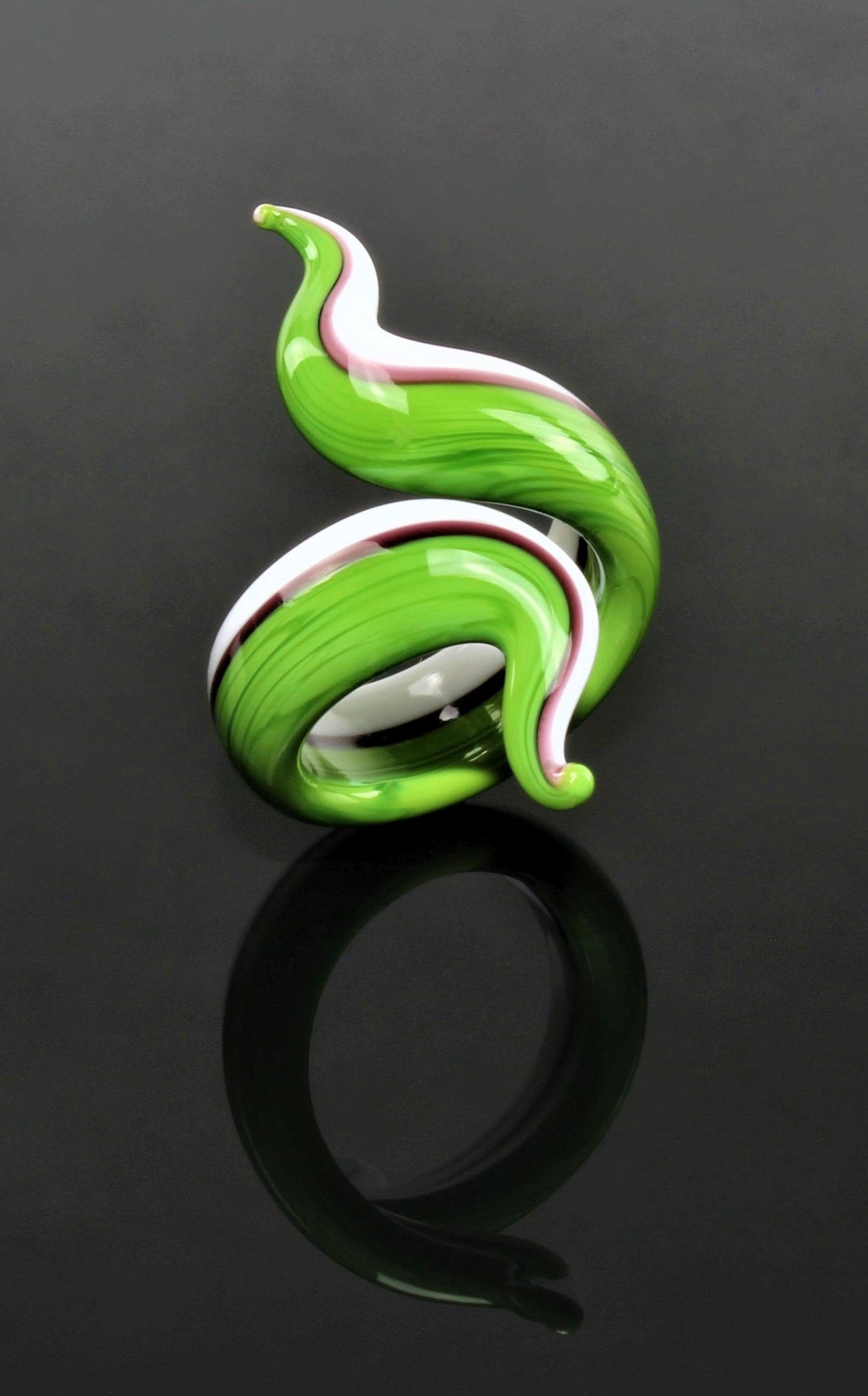 Anello "Eva", verde, vetro borosilicato
