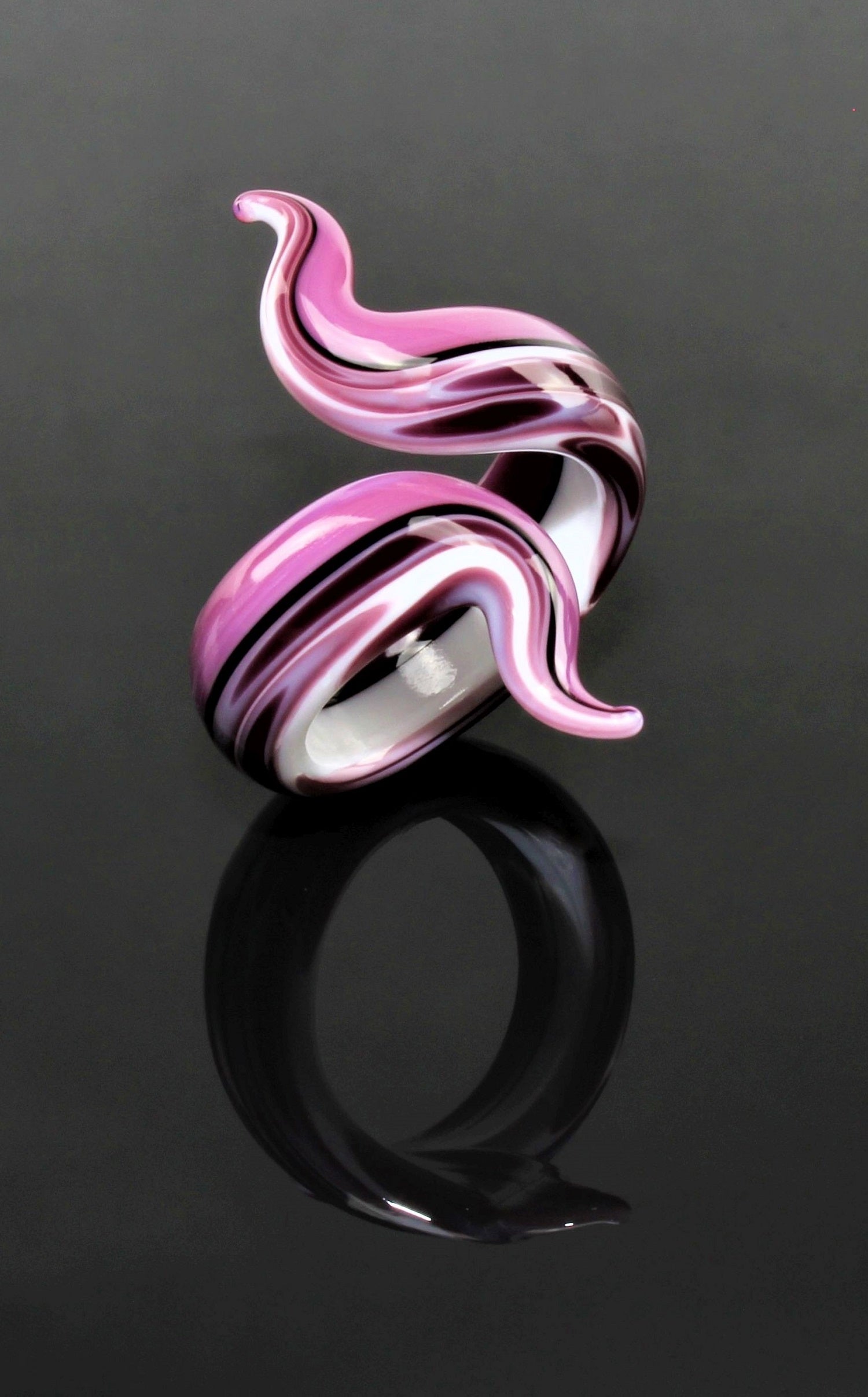 Ring "Eva", Pink marmoriert, Borosilikatglas