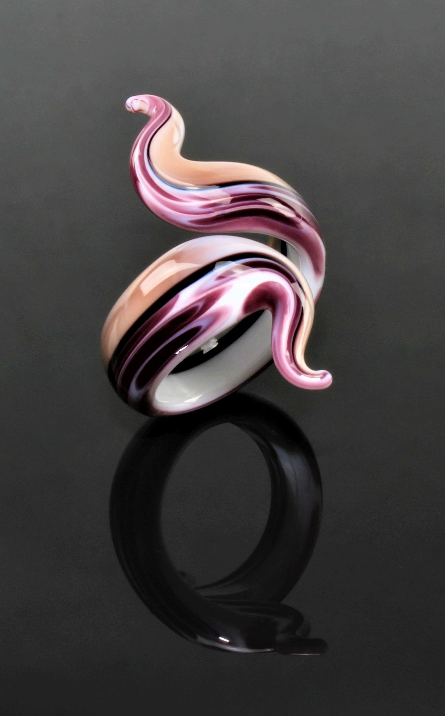 Ring "Eva",Nougat marmoriert, Borosilikatglas