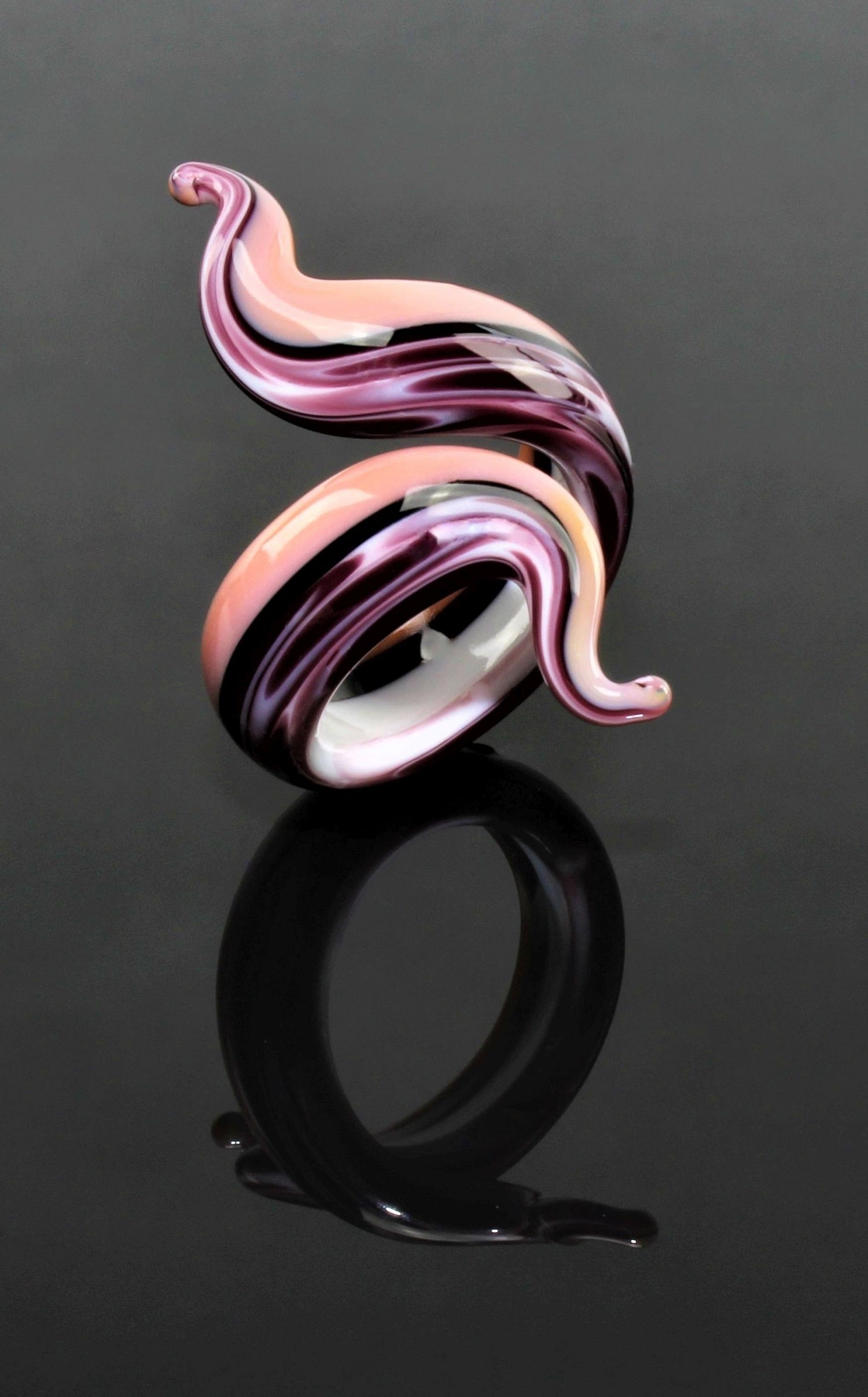 Ring "Eva", Rose`Braun marmoriert, Borosilikatglas