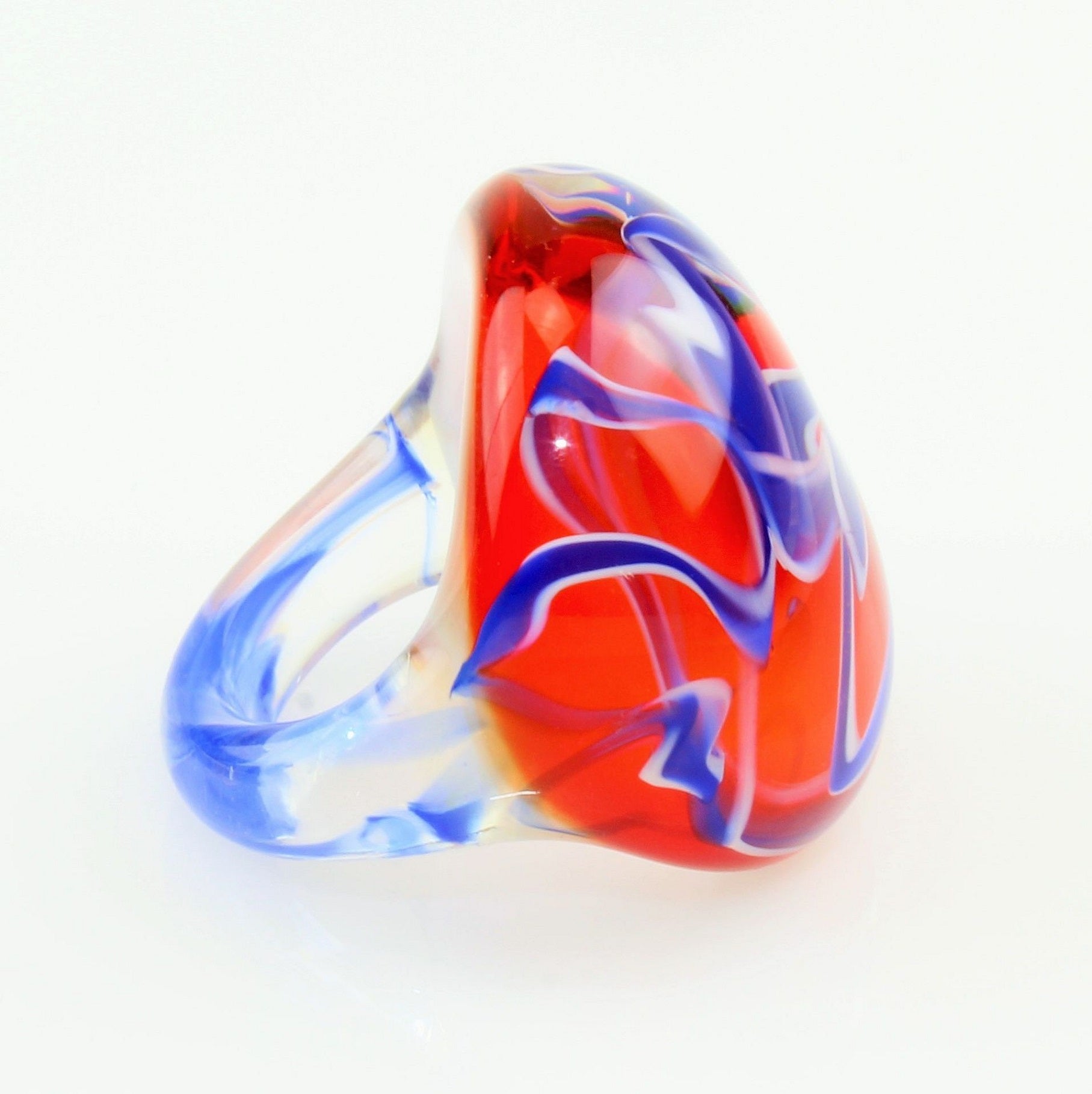 Ring "Madame" Fadenglas rot-blau