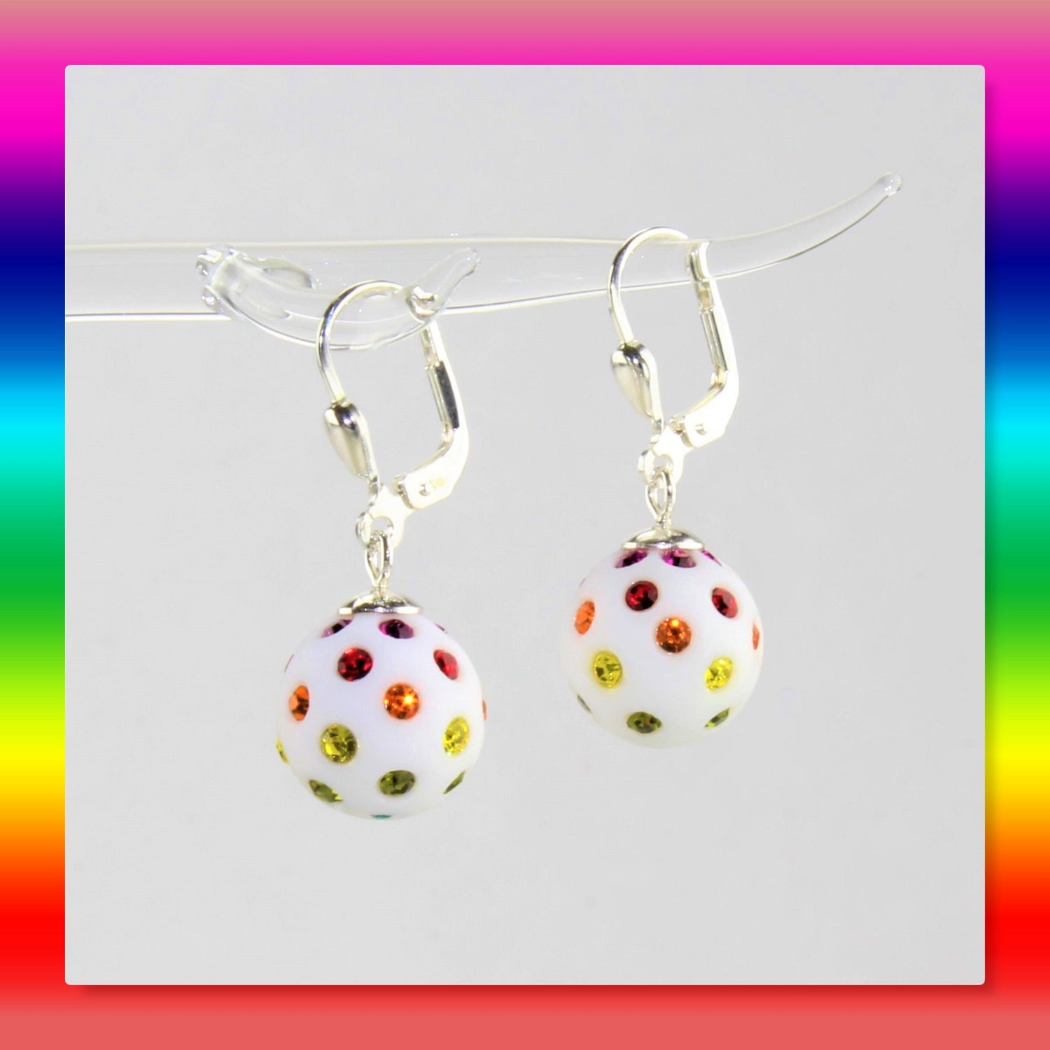 Boucles d'oreilles Boule, arc-en-ciel
