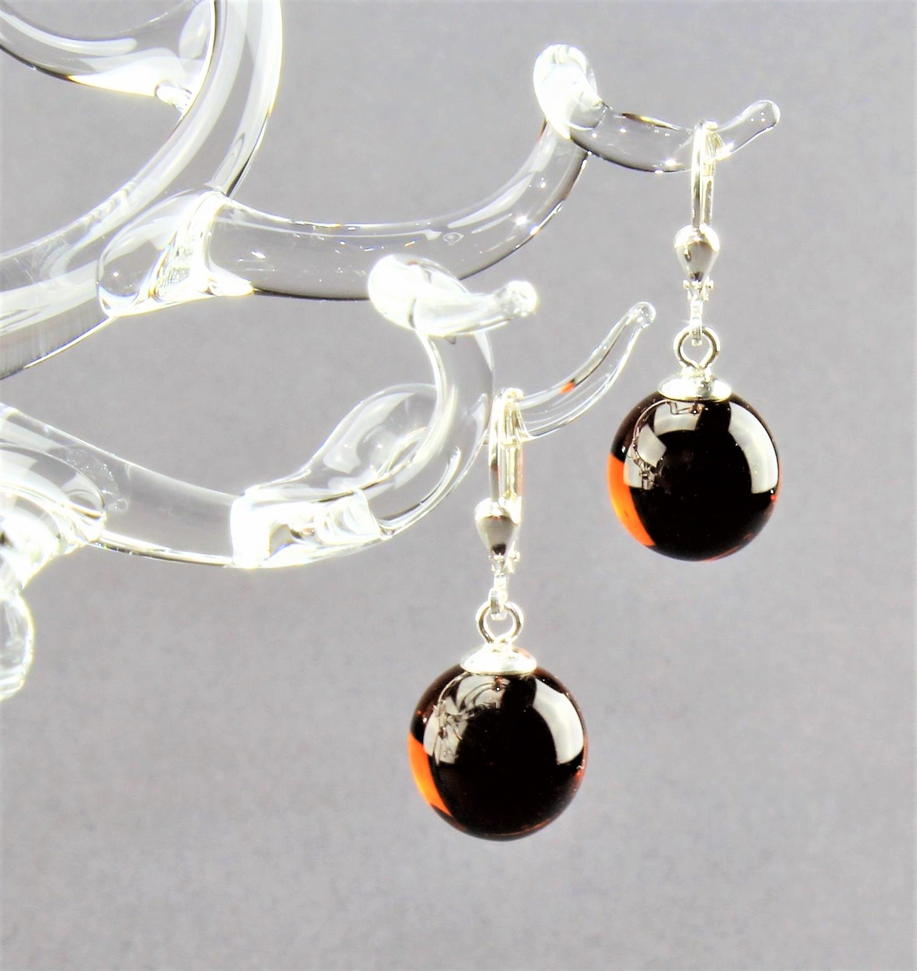 Boucles d'oreilles Boule colorée , argent 925/000 rhodié
