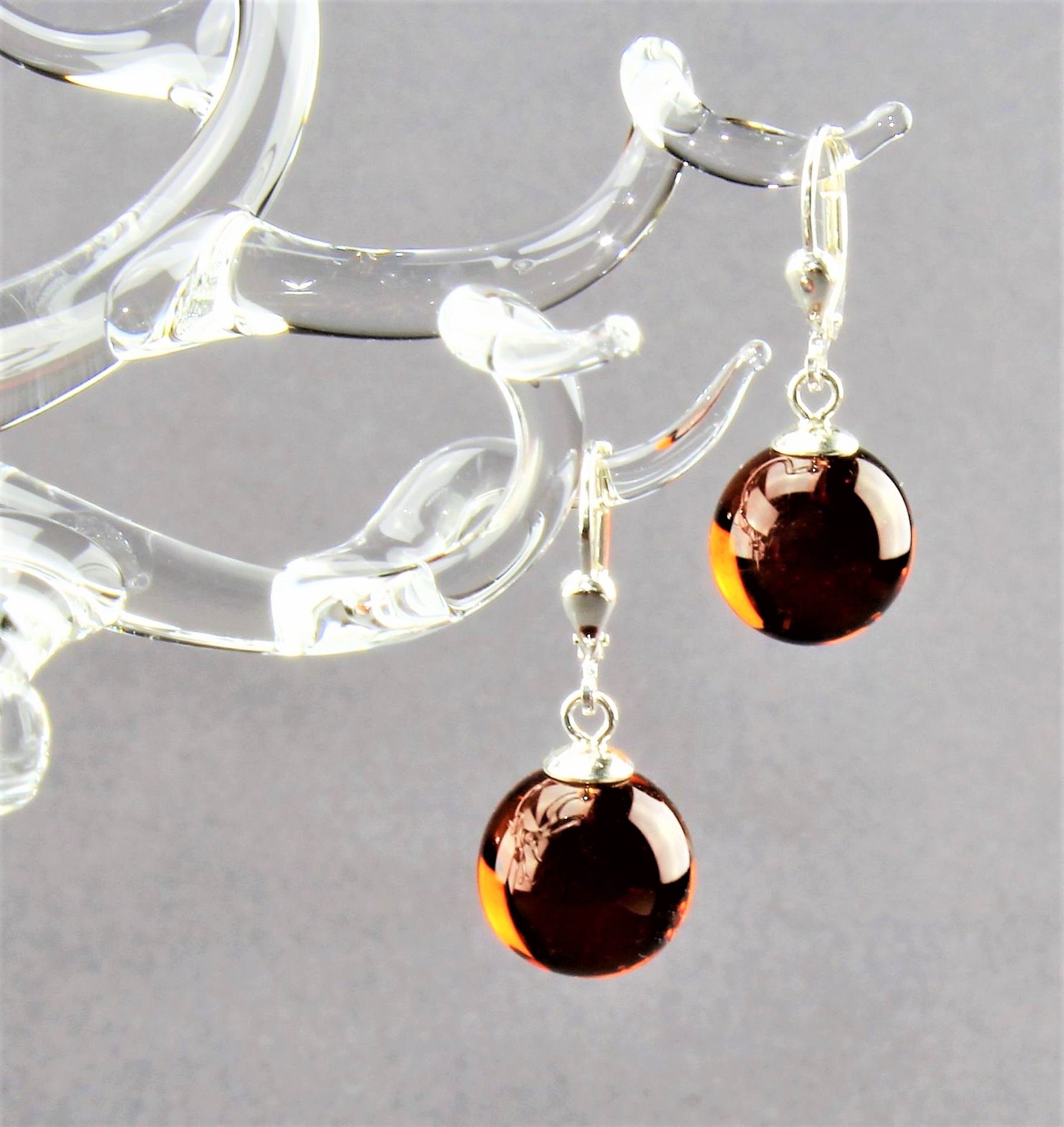 Boucles d'oreilles Boule colorée , argent 925/000 rhodié