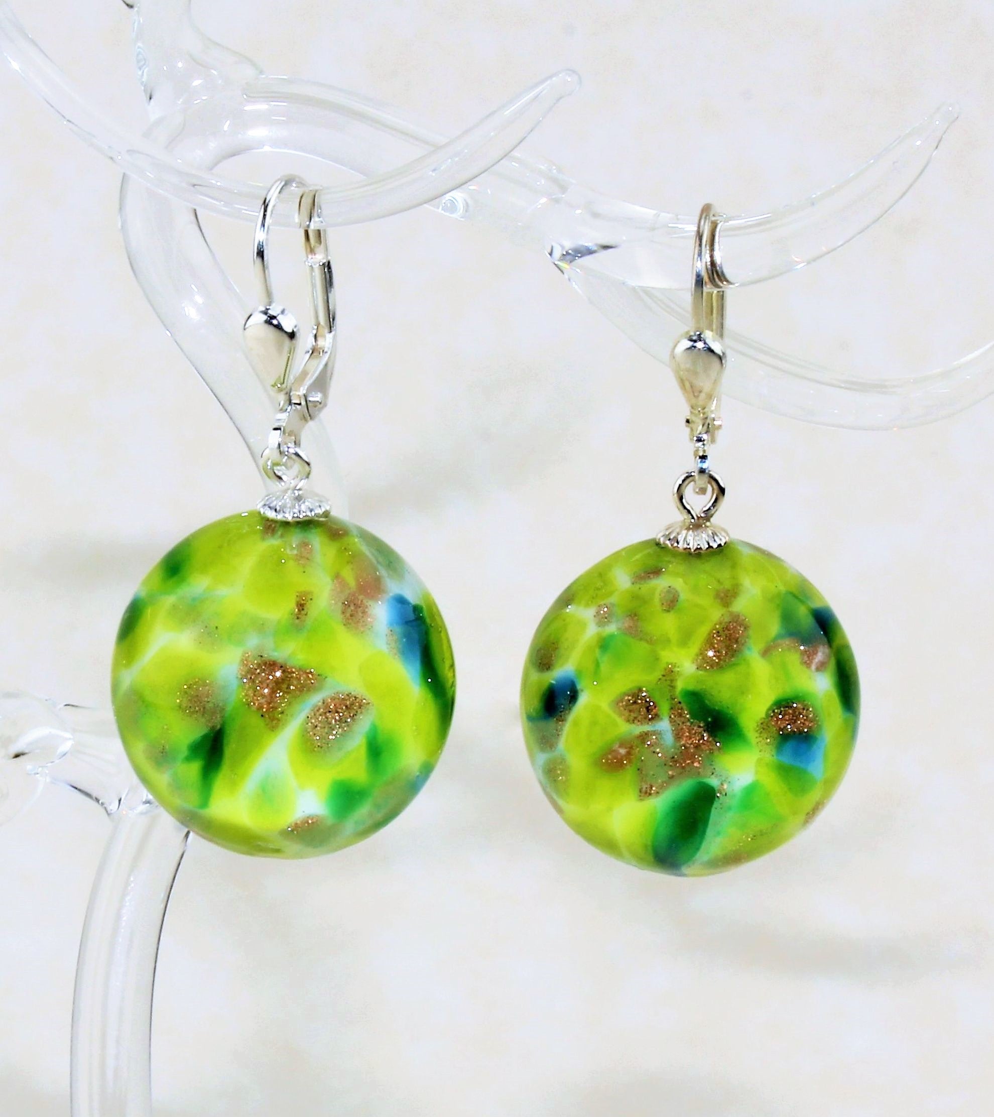 Boucles d'oreilles Nuggets Vert marbré
