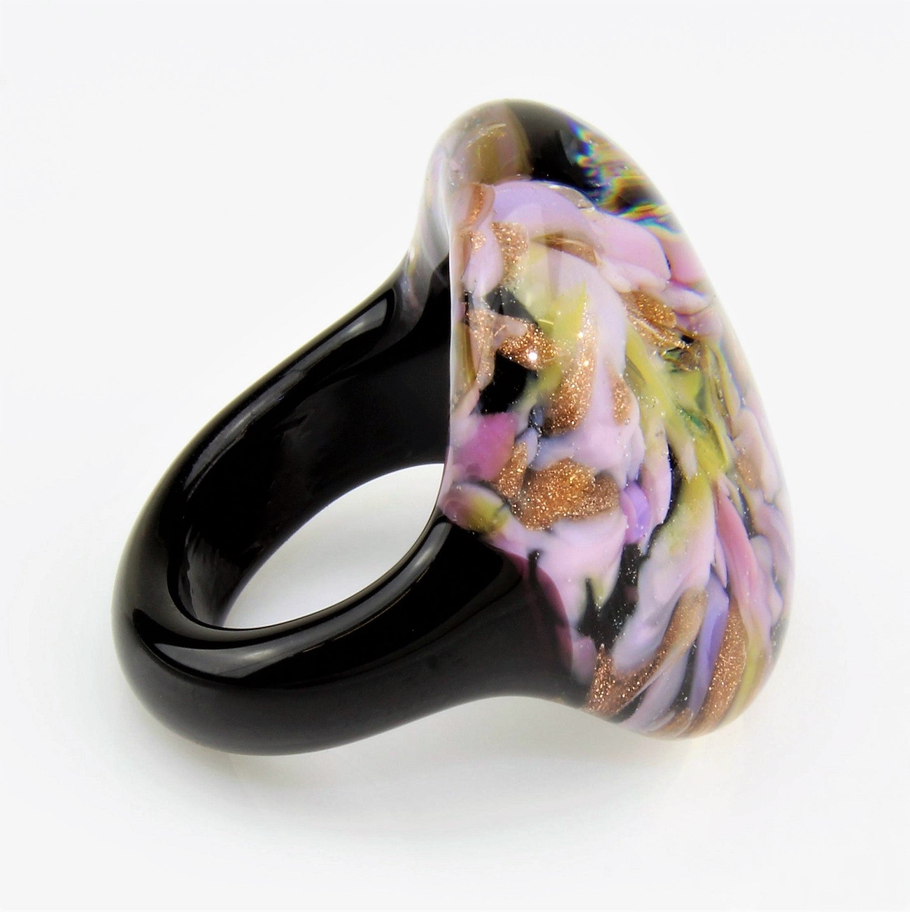 Anello "Madame" rosa lilla marmorizzato