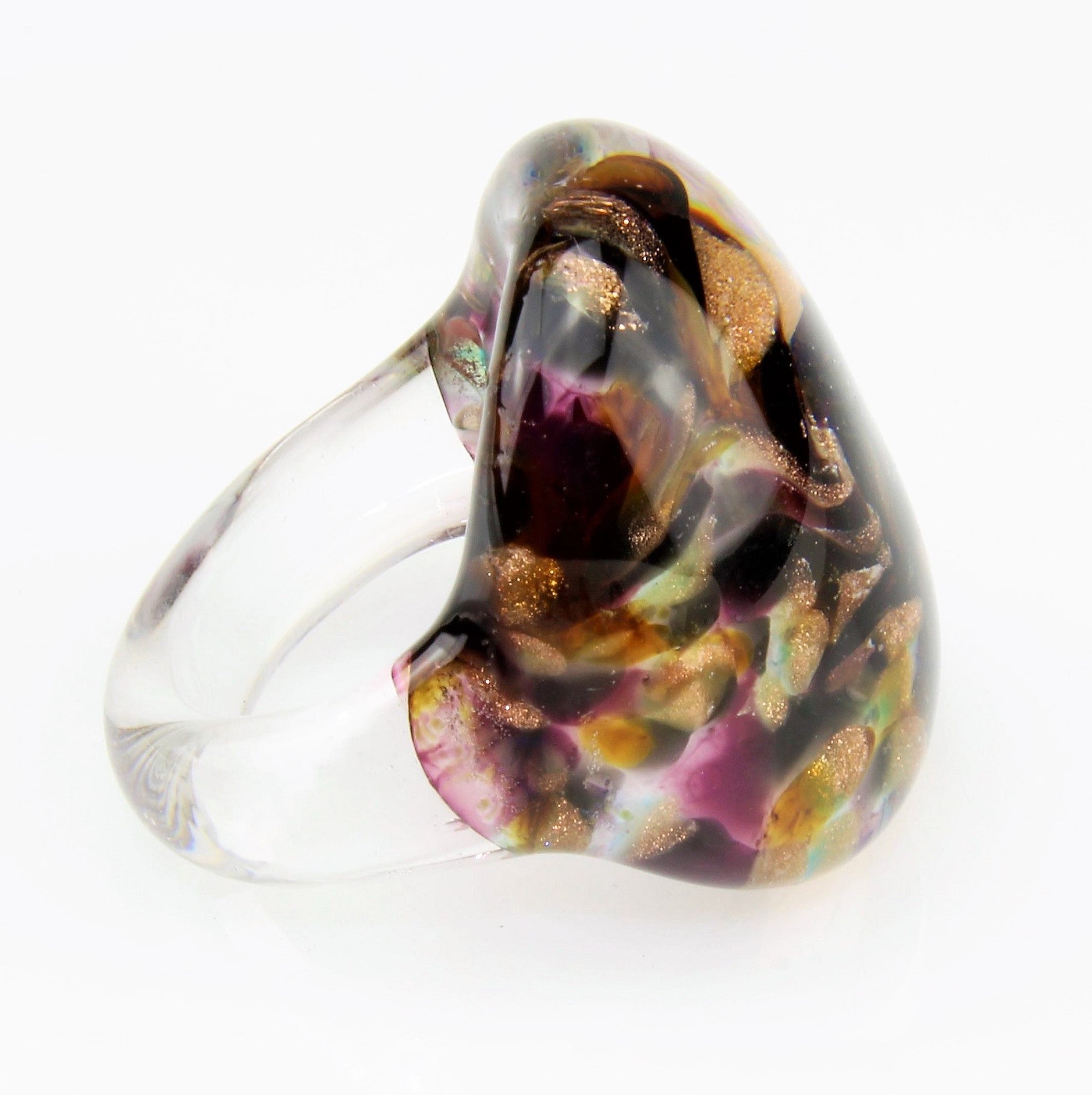 Ring "Madame" Graphit-Amethyst marmoriert