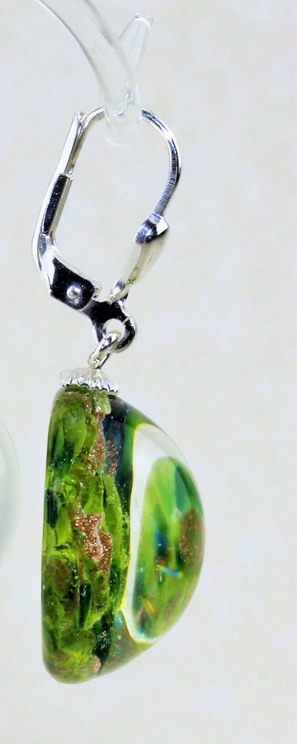 Boucles d'oreilles Nuggets Vert marbré