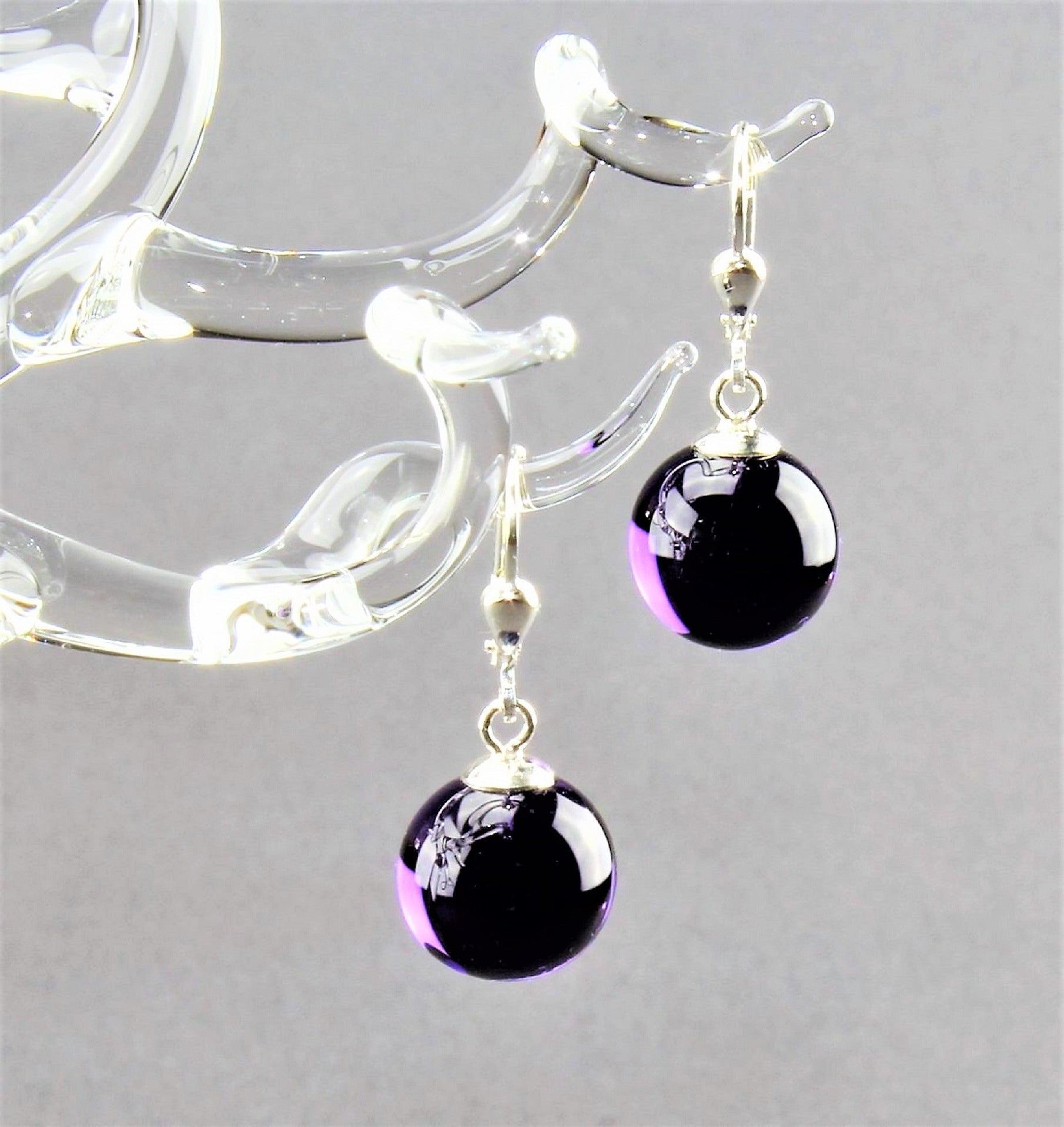 Boucles d'oreilles Boule colorée , argent 925/000 rhodié