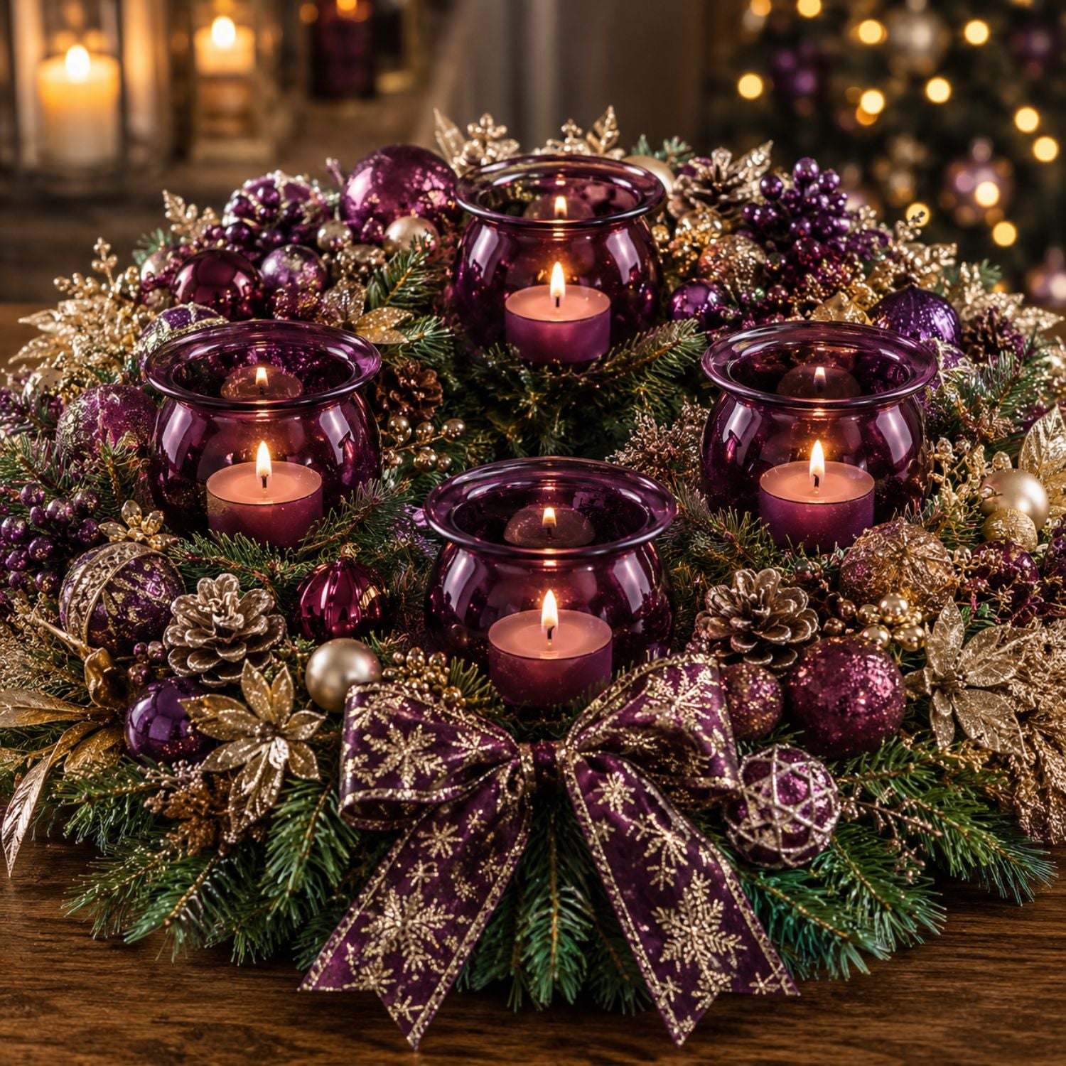 Teelichthalter aus Glas zum Stecken, 4er-Set – für Adventskranz & Gestecke – mundgeblasen, mit Windschutz
