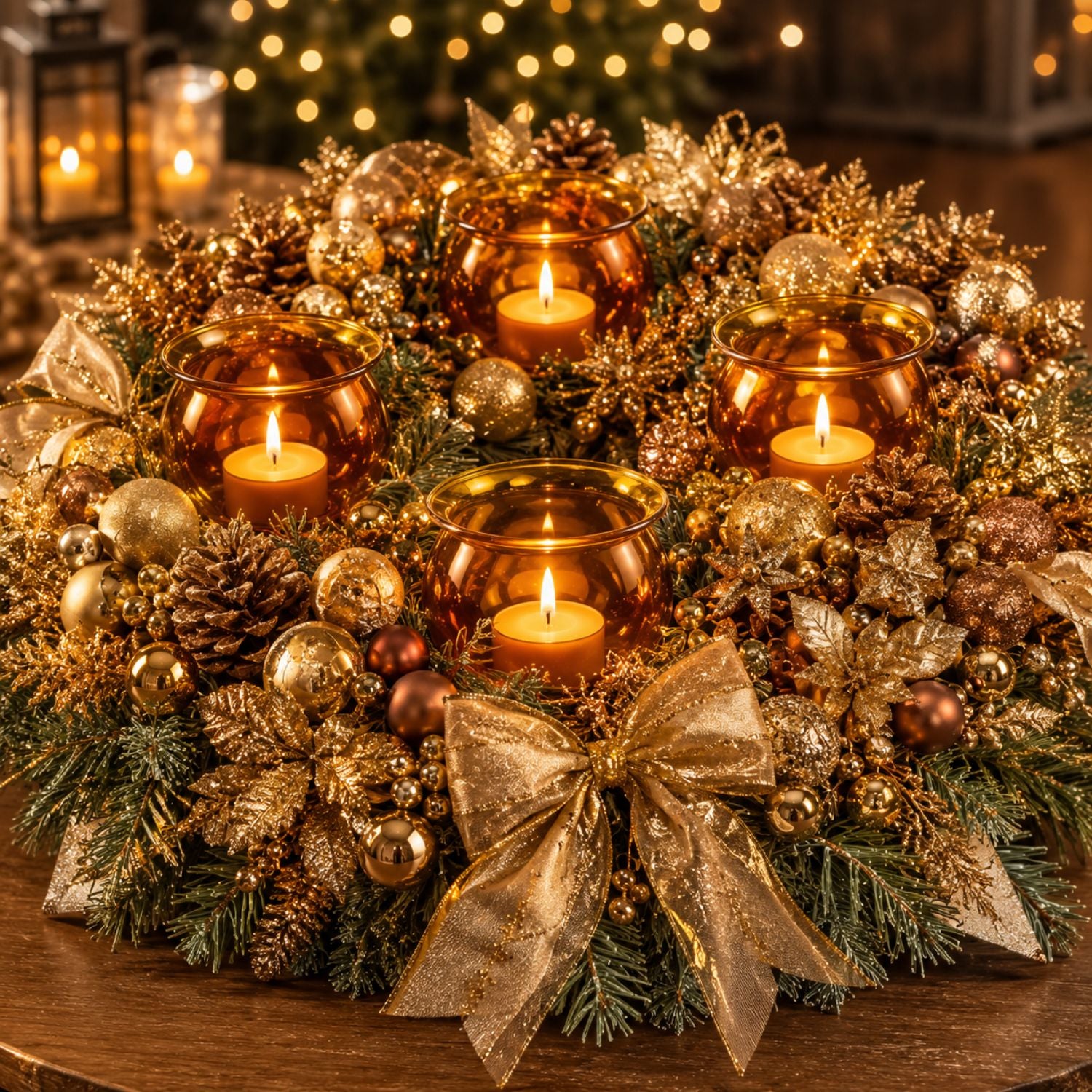 Teelichthalter aus Glas zum Stecken, 4er-Set – für Adventskranz & Gestecke – mundgeblasen, mit Windschutz