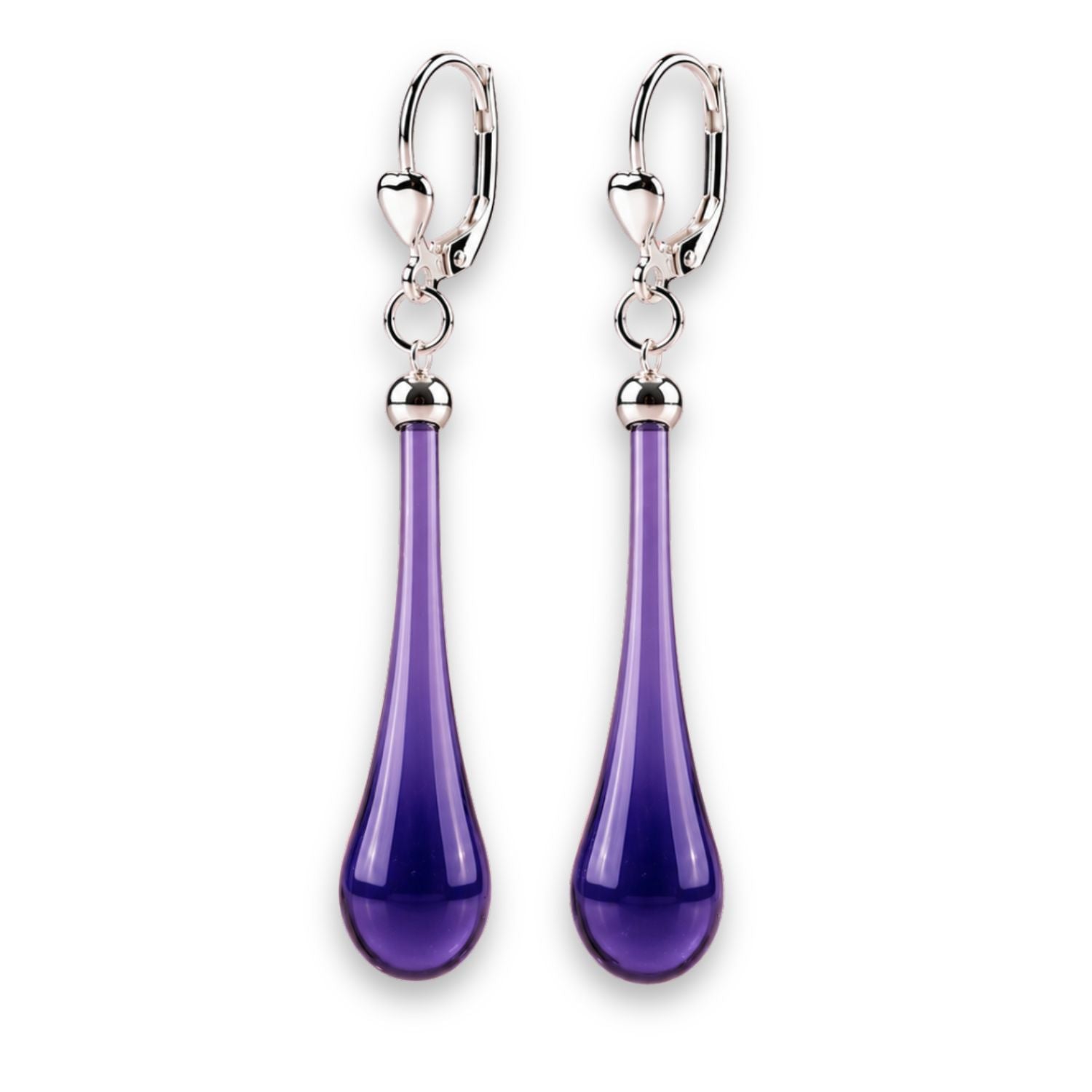 Tropfen Ohrringe 925 Silber – mundgeblasenes Glas, viele Farben