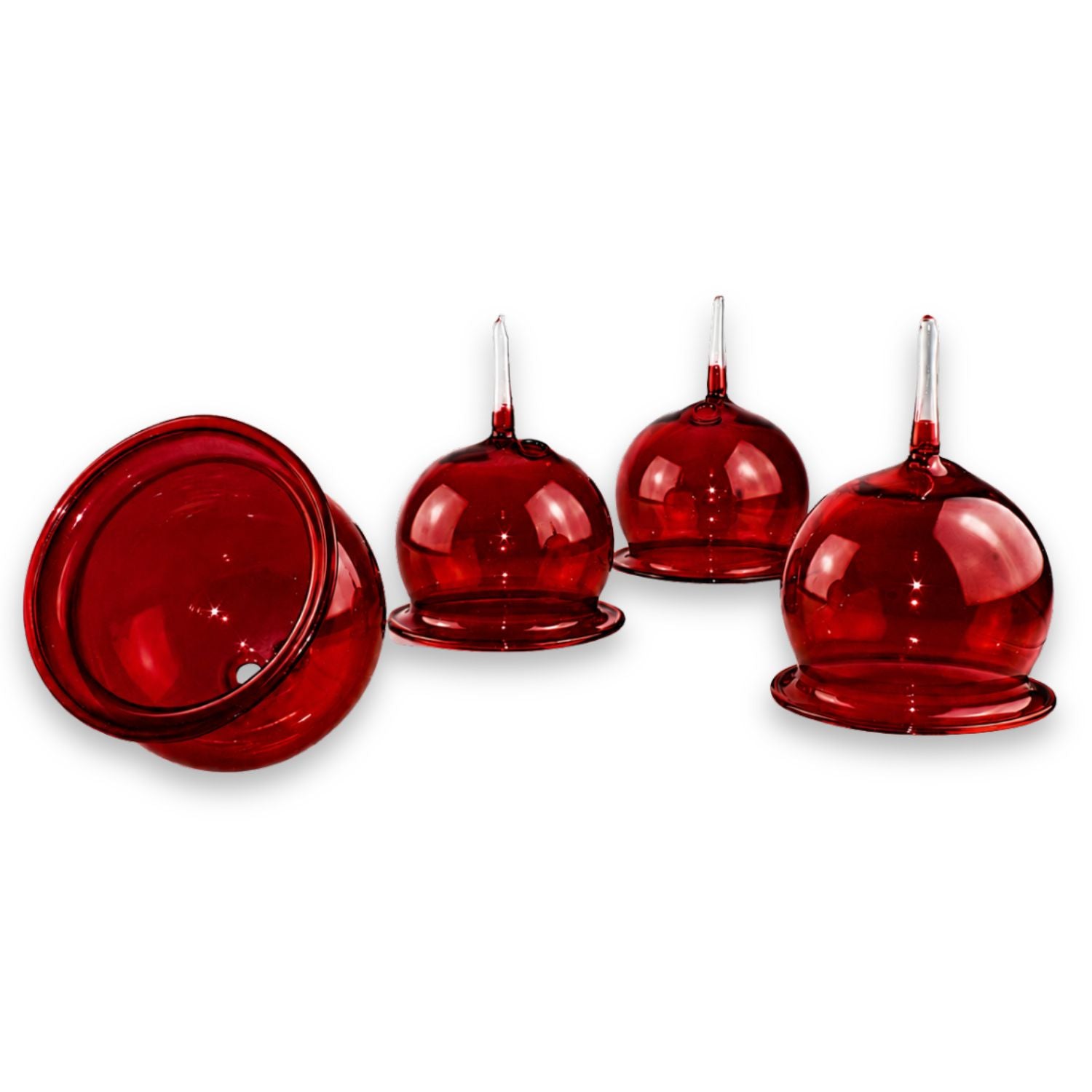 Teelichthalter aus Glas zum Stecken, 4er-Set – für Adventskranz & Gestecke – mundgeblasen, mit Windschutz