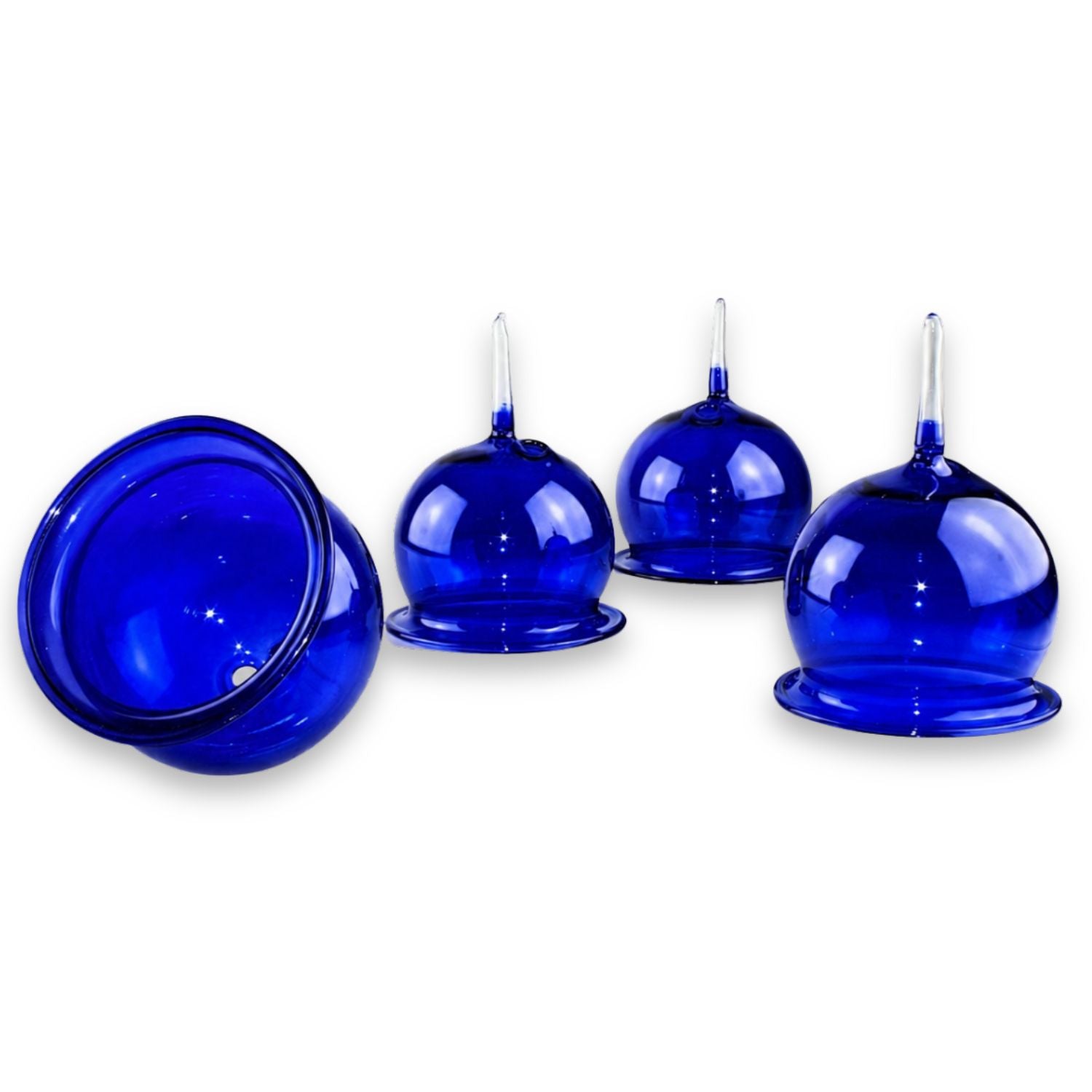 Teelichthalter aus Glas zum Stecken, 4er-Set – für Adventskranz & Gestecke – mundgeblasen, mit Windschutz
