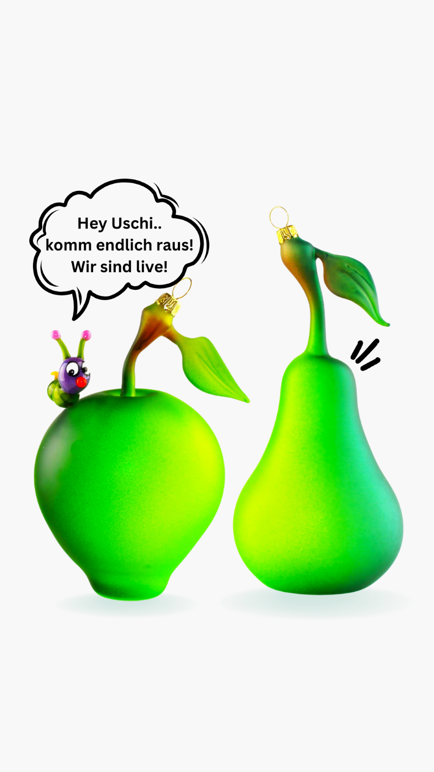 Christbaumschmuck Äpfel mit Raupen