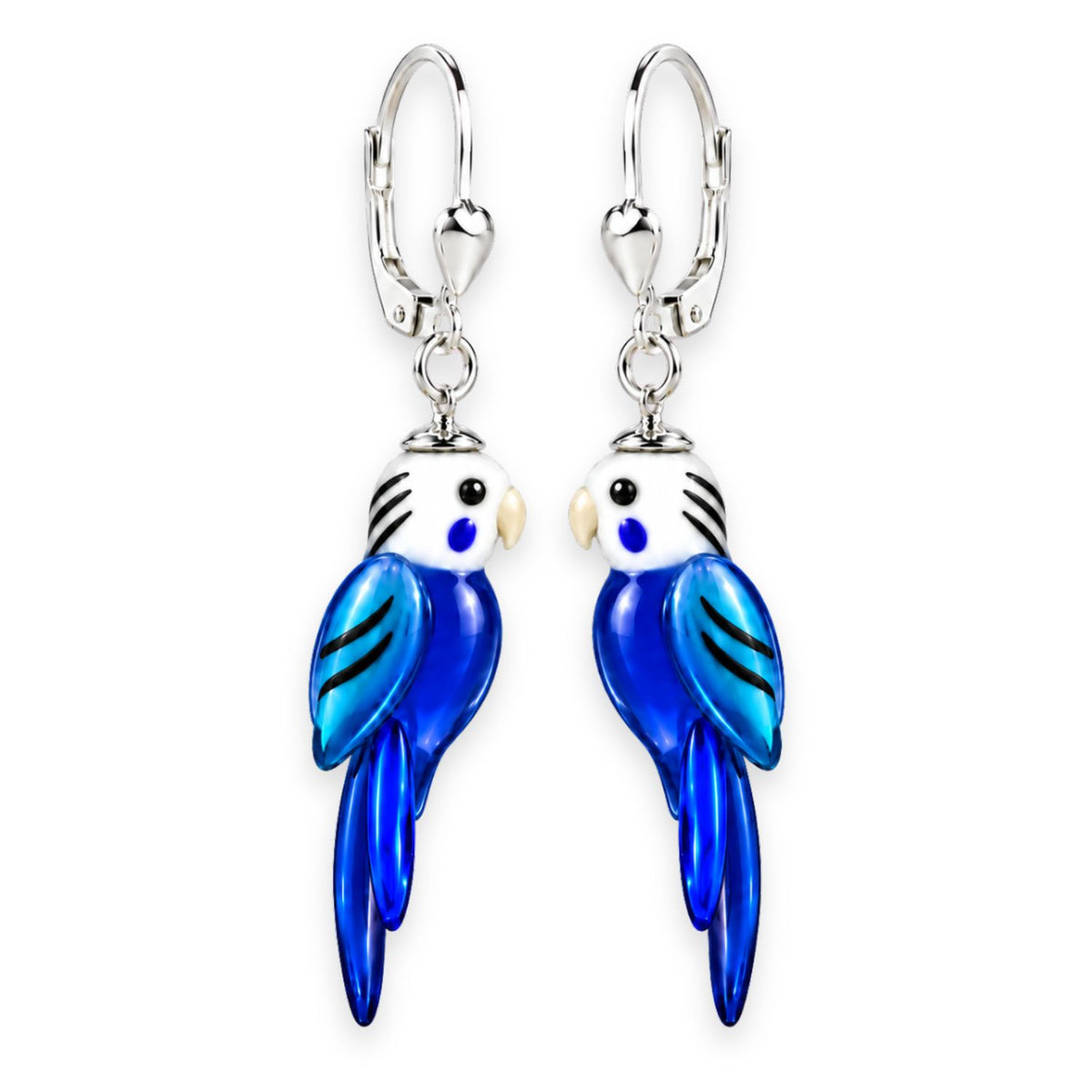 Wellensittich Ohrringe aus Glas – handgefertigter Vogelschmuck