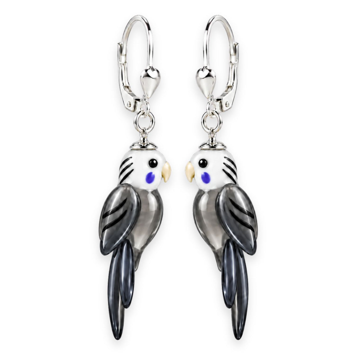 Wellensittich Ohrringe aus Glas – handgefertigter Vogelschmuck