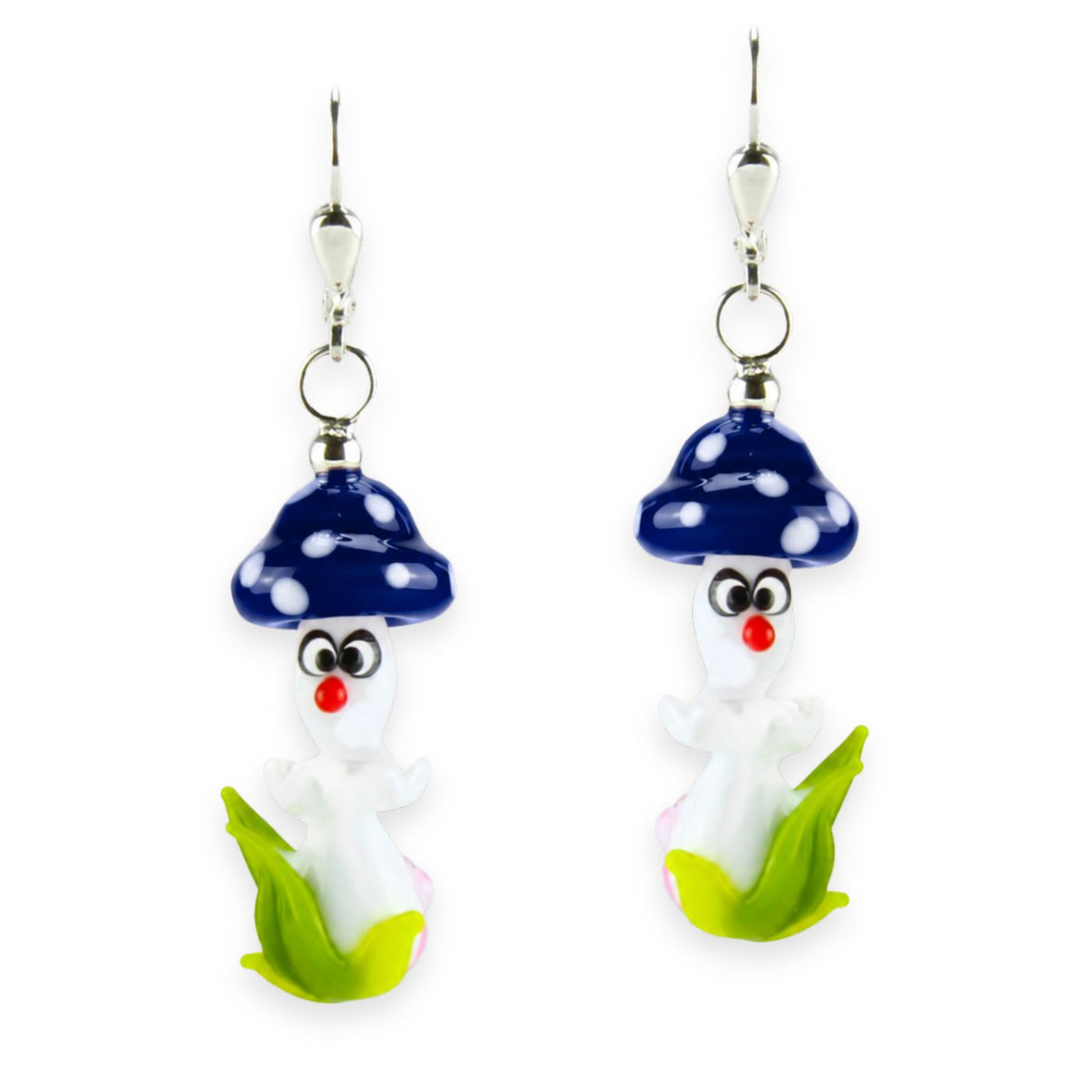 Boucles d'oreilles en verre "Champignons chanceux