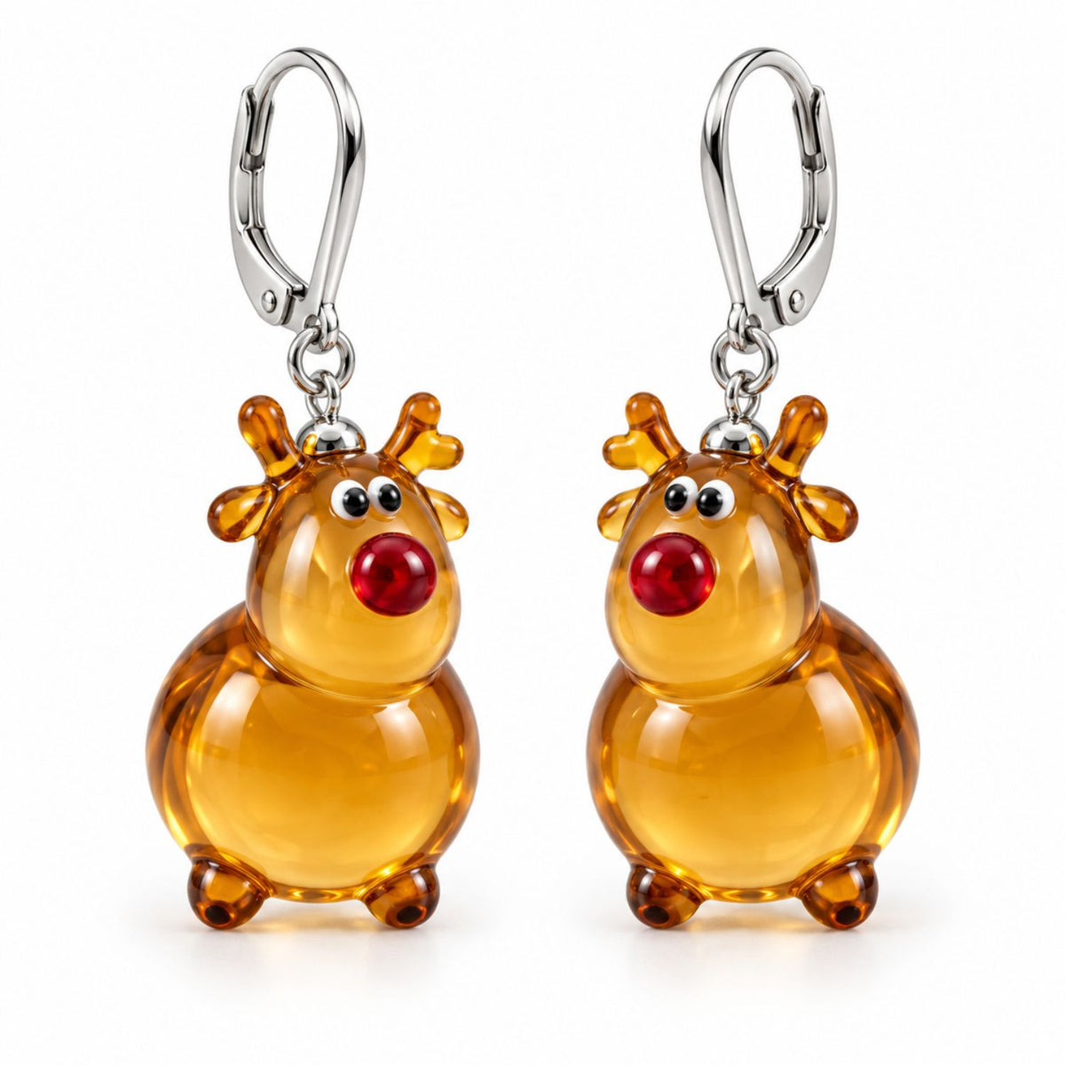 Rentier-Ohrringe aus Glas – handgefertigter Weihnachtsschmuck