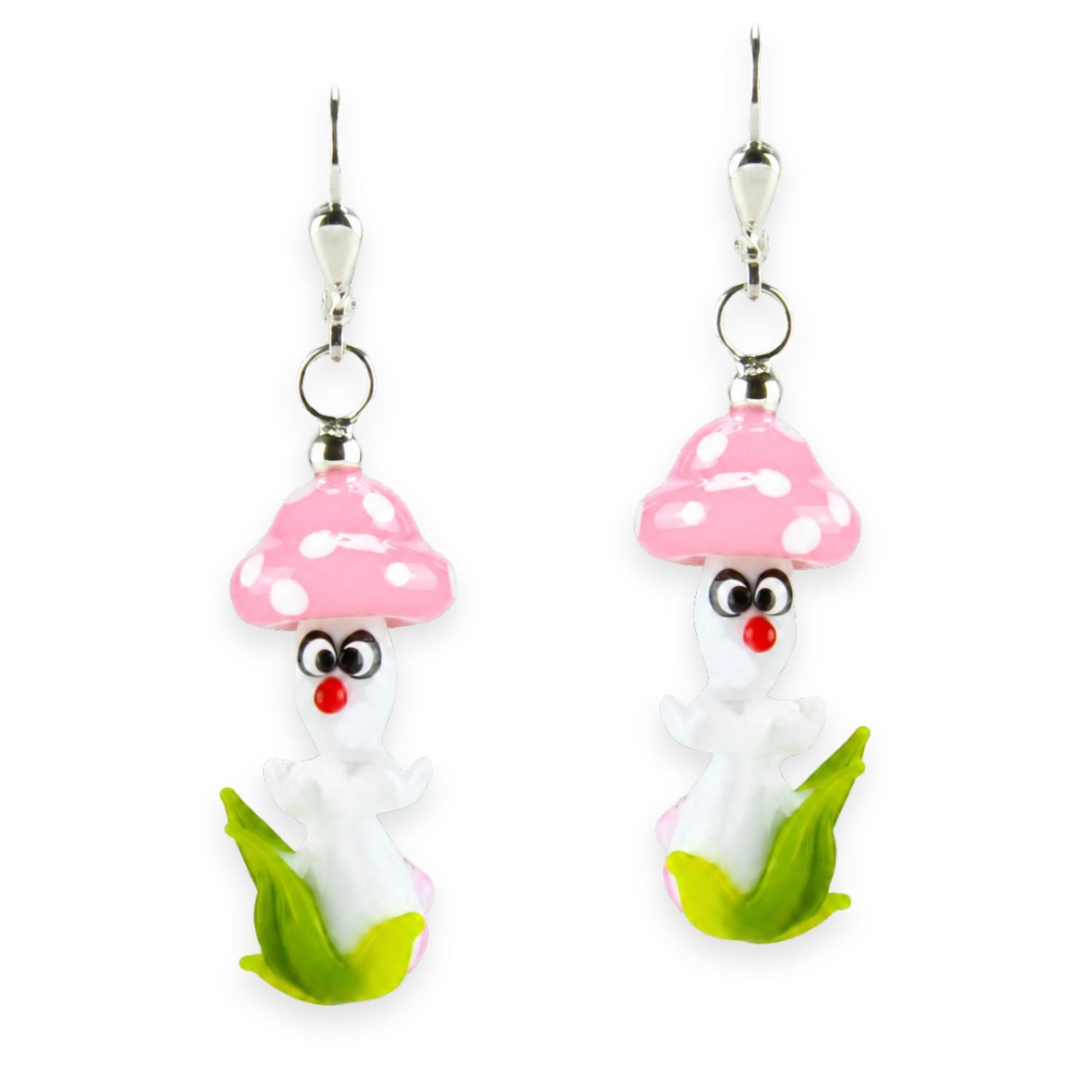 Boucles d'oreilles en verre "Champignons chanceux