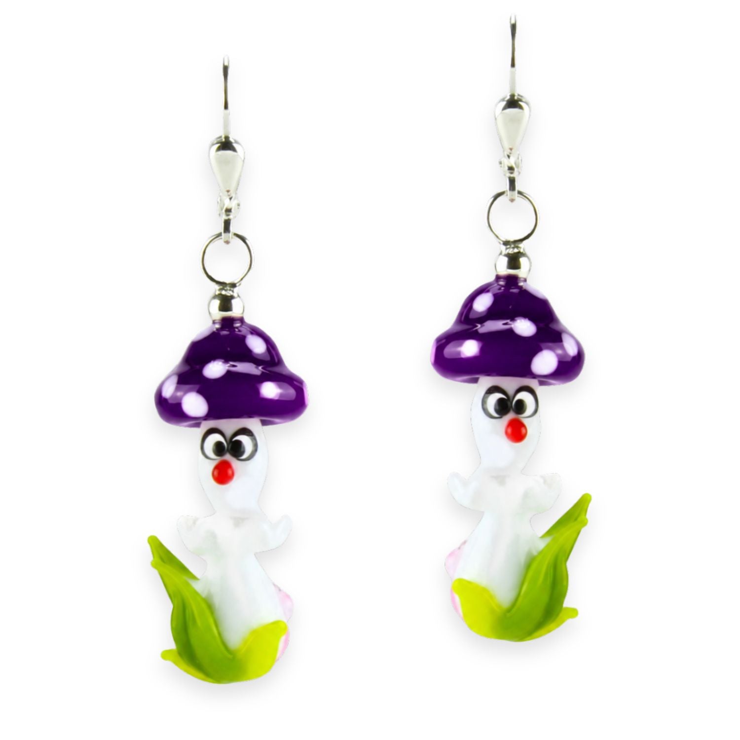 Boucles d'oreilles en verre "Champignons chanceux