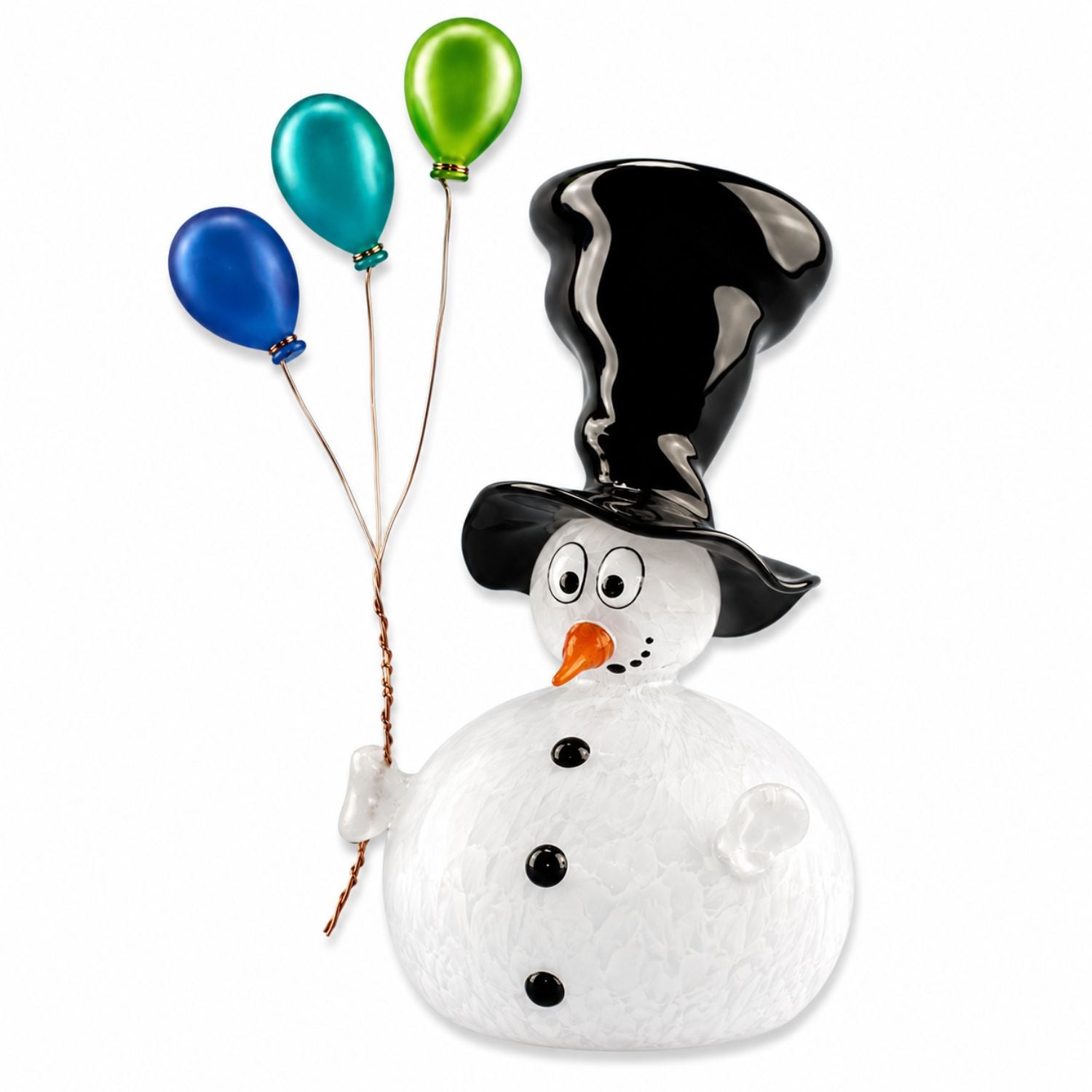 Schneemann aus Glas mit Ballons | Handgefertigte Weihnachtsdeko