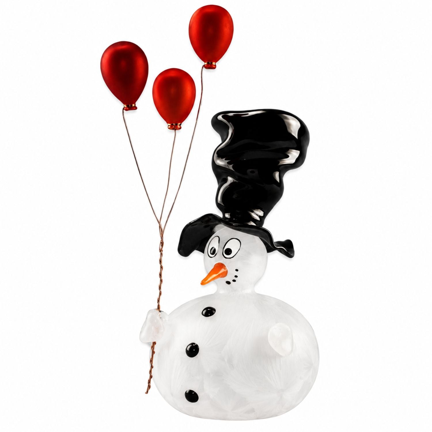 Schneemann aus Glas mit Ballons | Handgefertigte Weihnachtsdeko