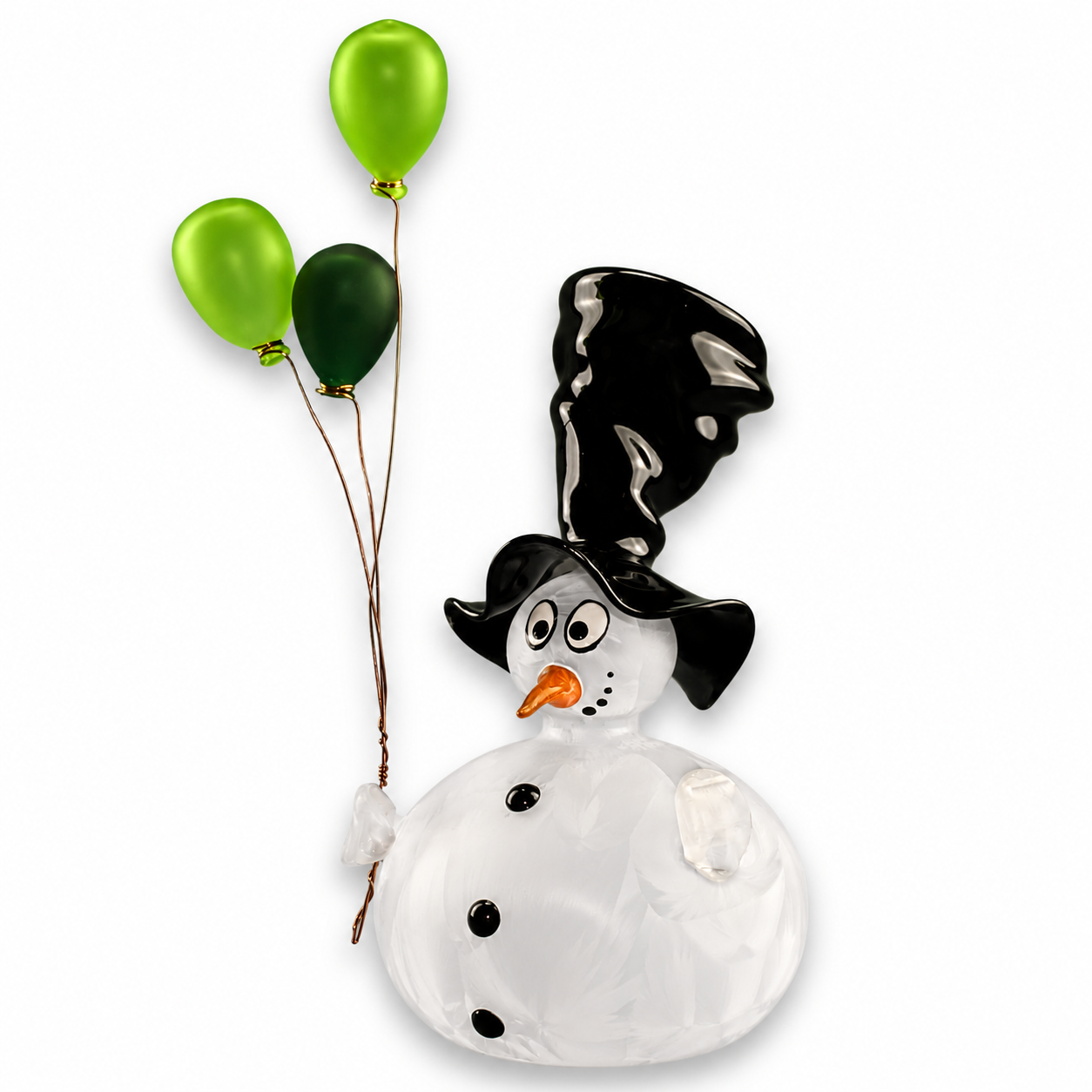 Schneemann aus Glas mit Ballons | Handgefertigte Weihnachtsdeko