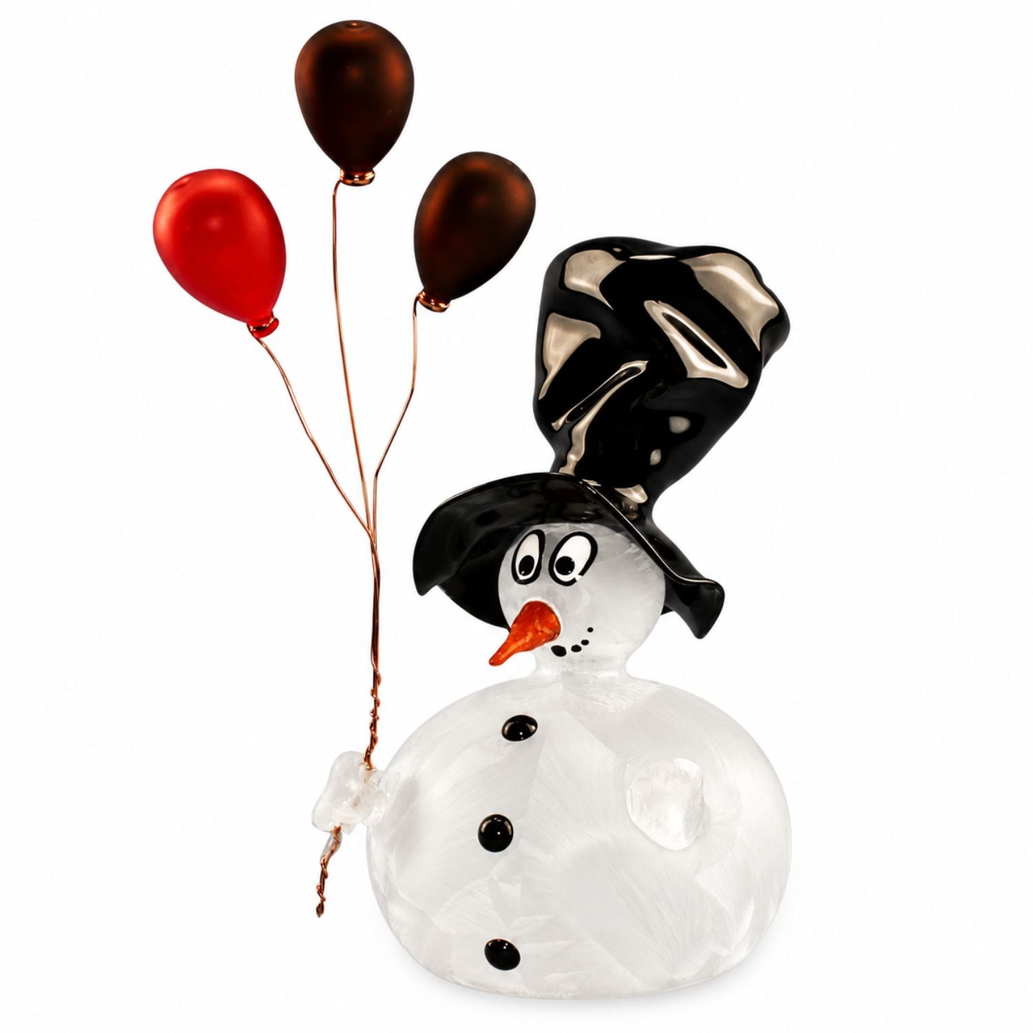 Schneemann aus Glas mit Ballons | Handgefertigte Weihnachtsdeko