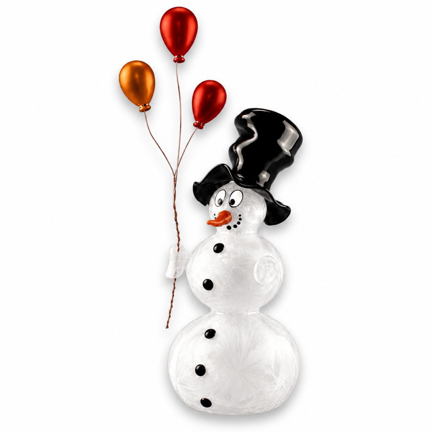 Schneemann aus Glas mit Ballons – Handgefertigte Weihnachtsdeko