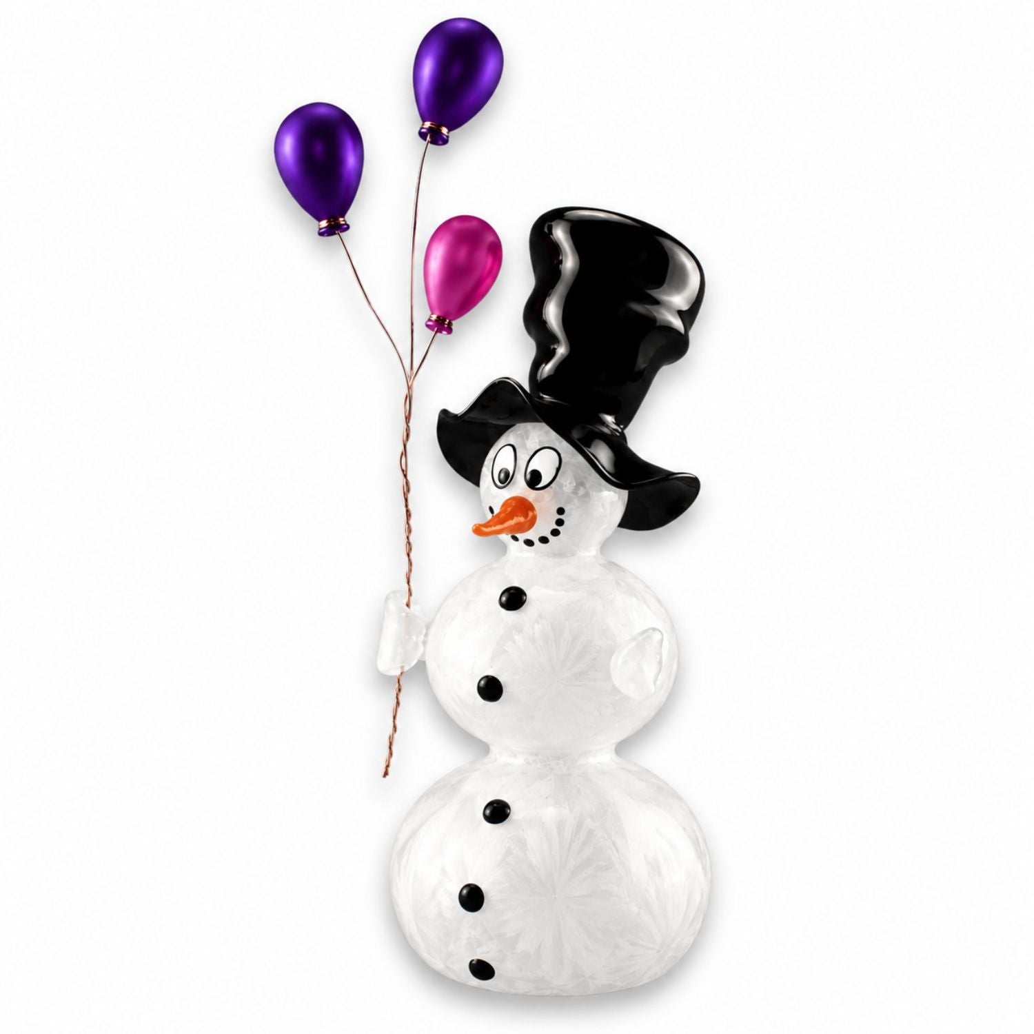 Schneemann aus Glas mit Ballons – Handgefertigte Weihnachtsdeko