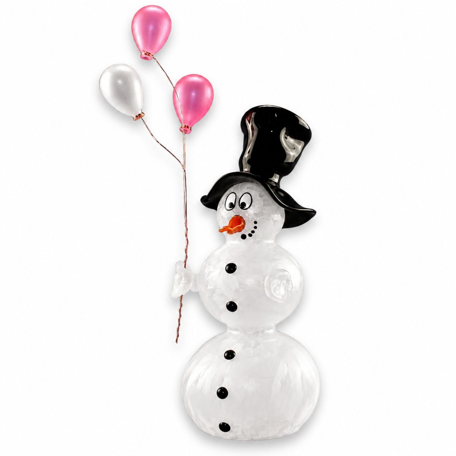 Schneemann aus Glas mit Ballons – Handgefertigte Weihnachtsdeko