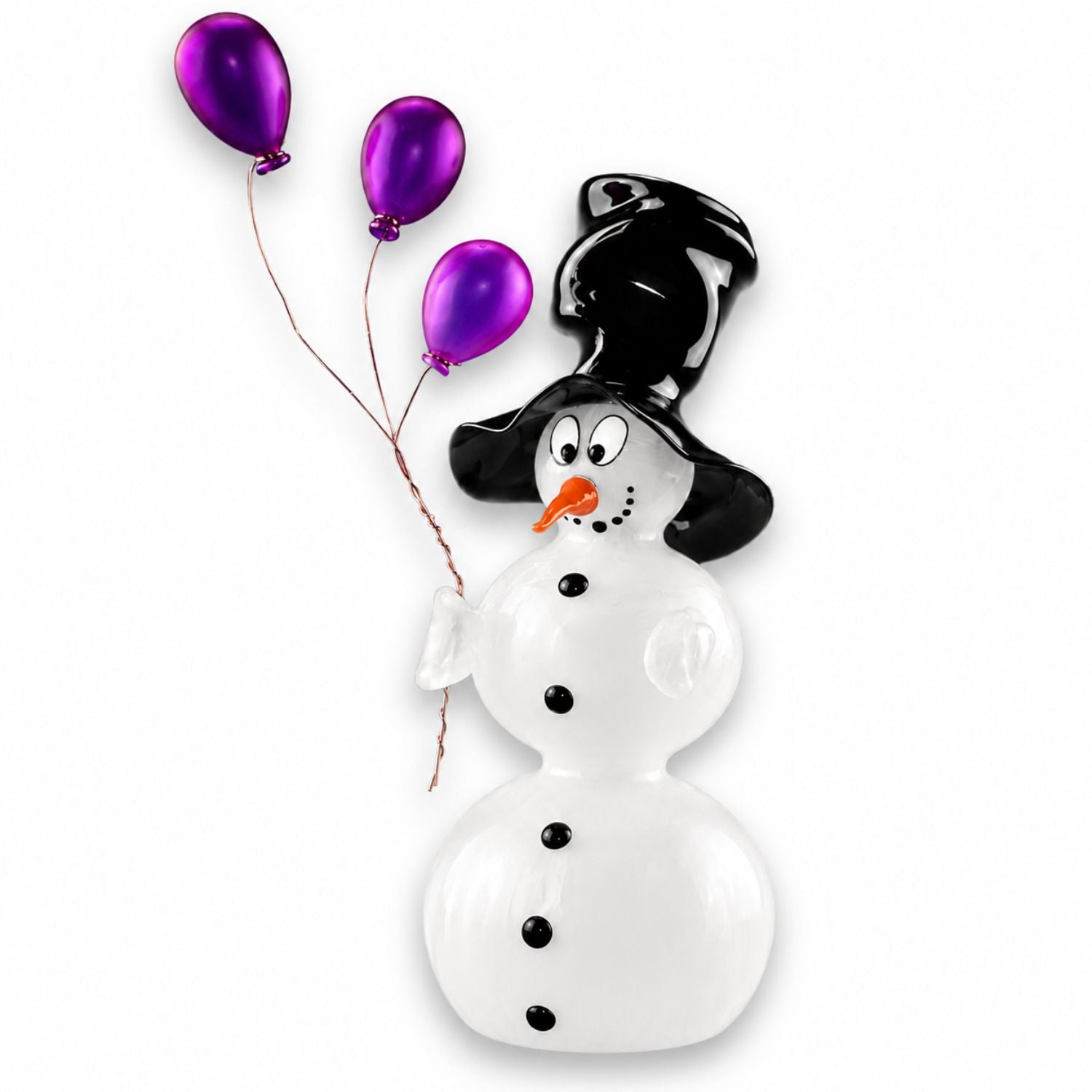 Bonhomme de neige avec ballon et chapeau , 3 boules