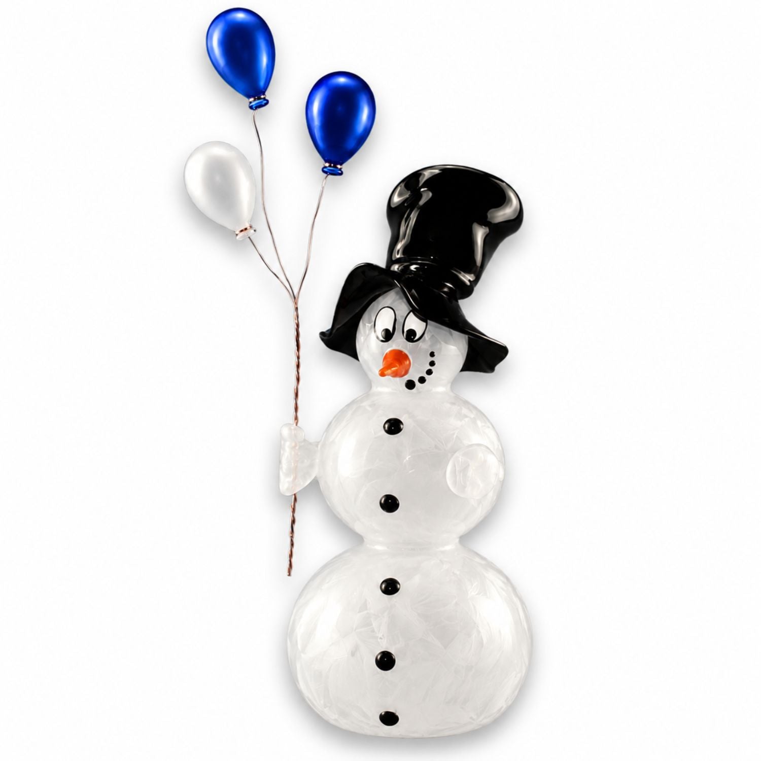 Schneemann aus Glas mit Ballons – Handgefertigte Weihnachtsdeko
