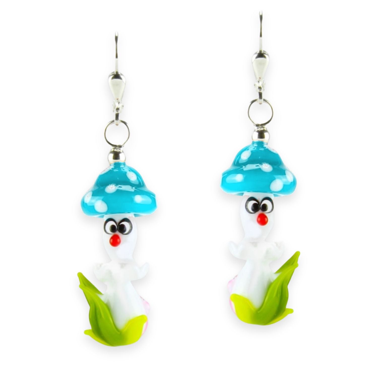 Boucles d'oreilles en verre "Champignons chanceux