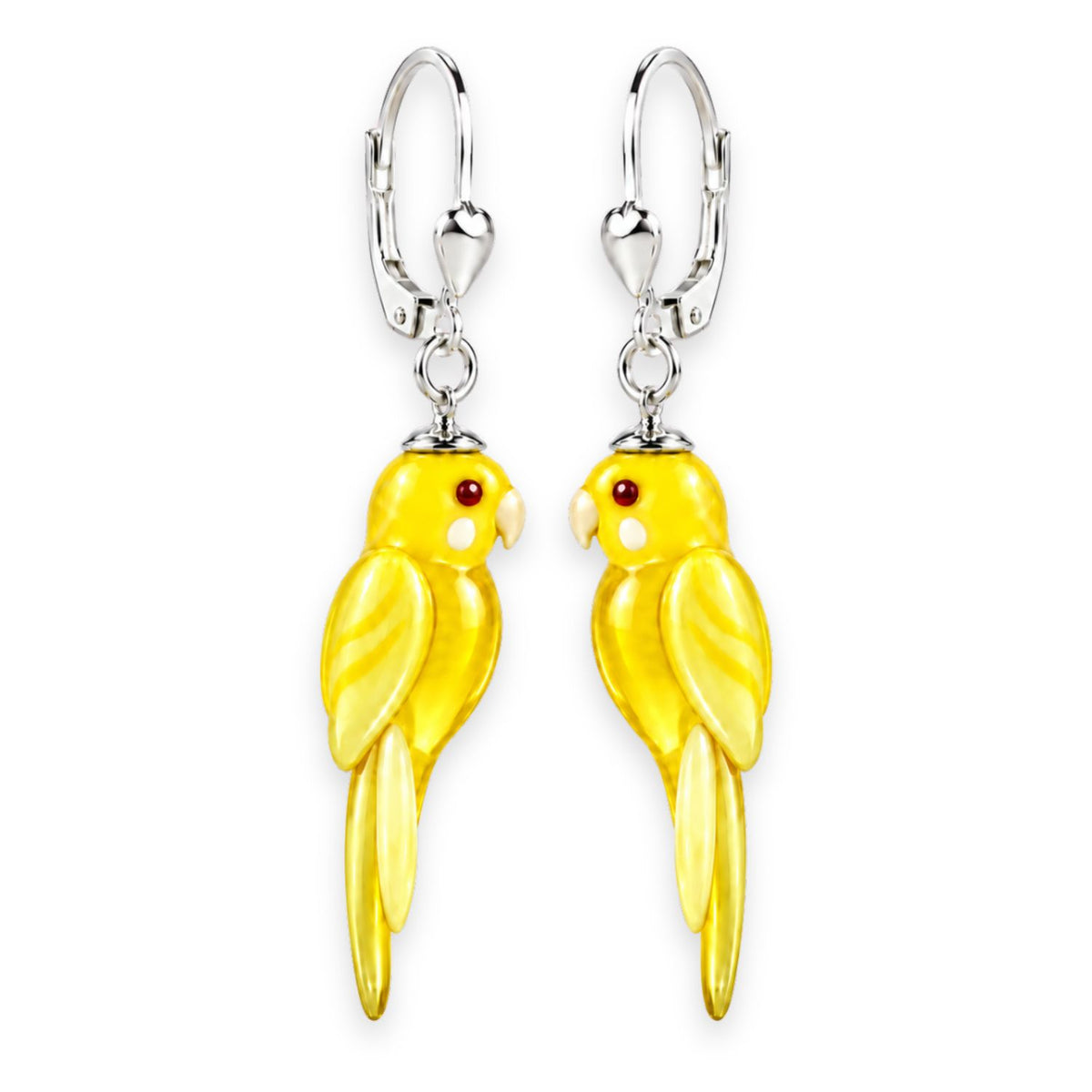 Wellensittich Ohrringe aus Glas – handgefertigter Vogelschmuck