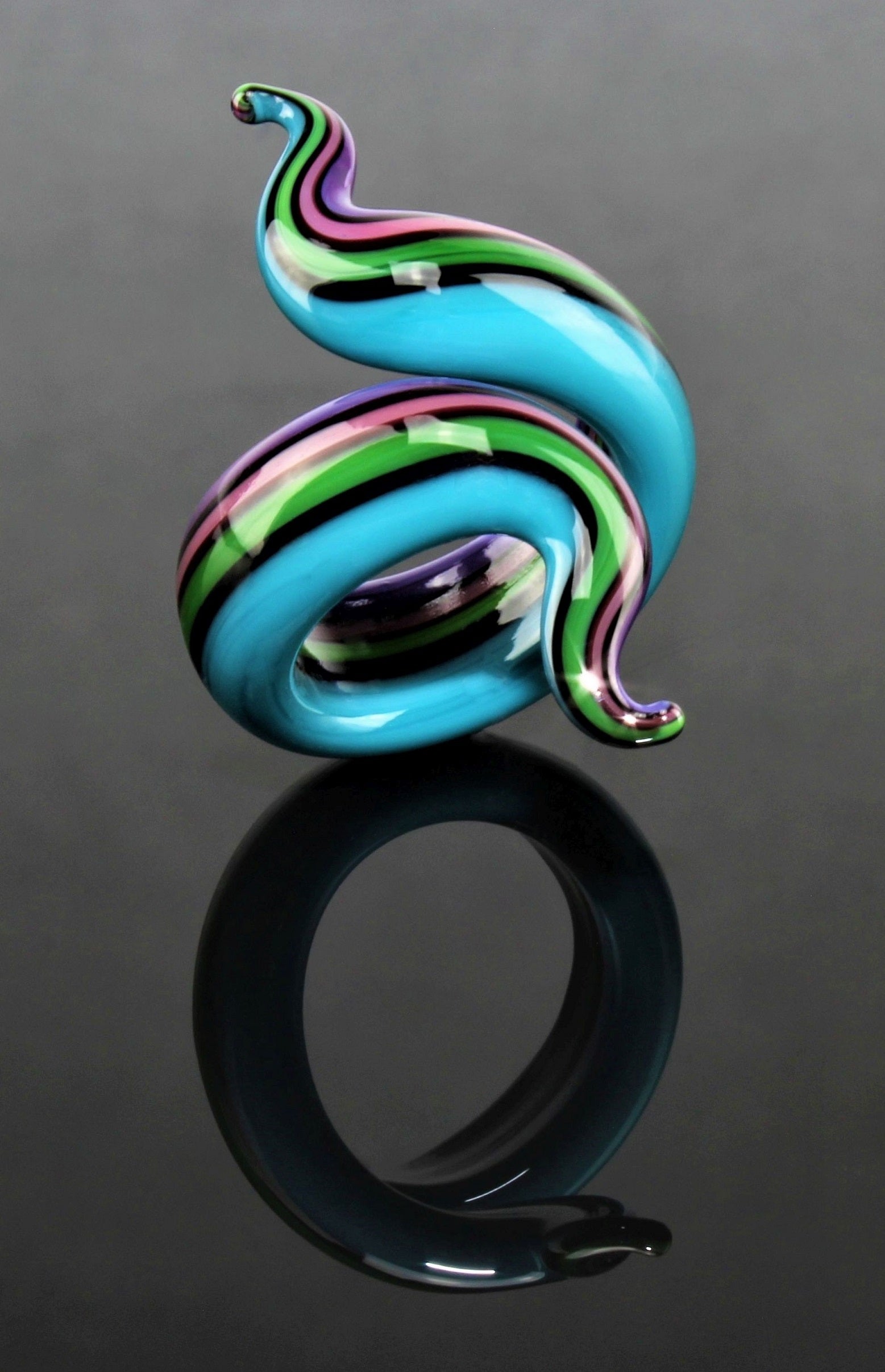 Ring "Eva",multicolor-violett-türkisblau , Borosilikatglas