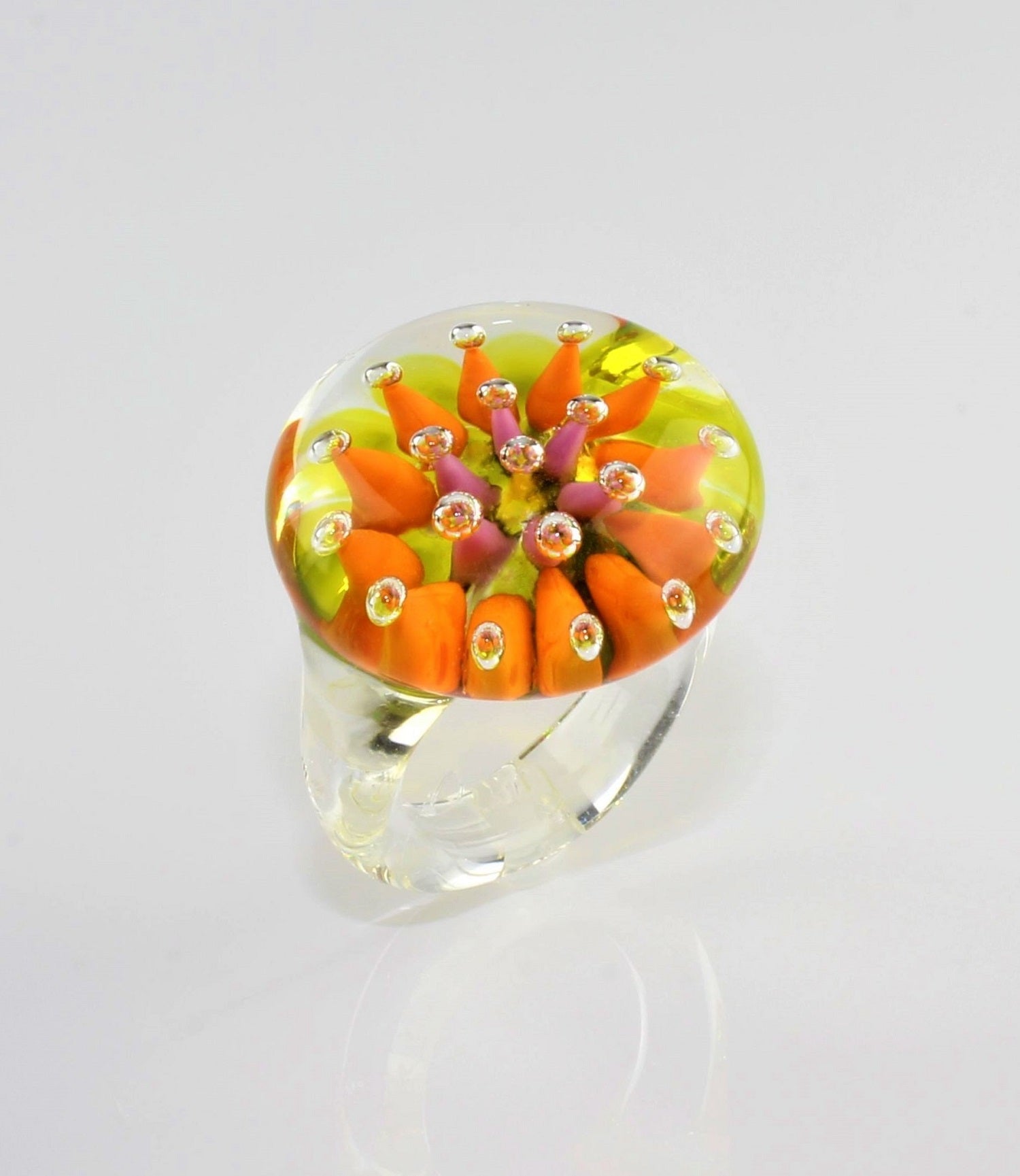Ring "Morgentau" , Orange, Borosilikatglas