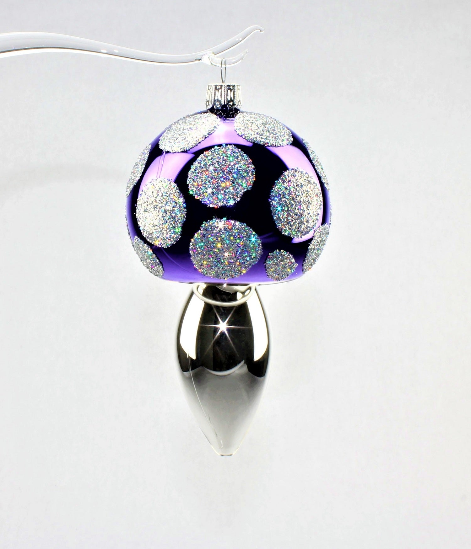 Pilze aus Glas, Weihnachten, zum hängen , Silber