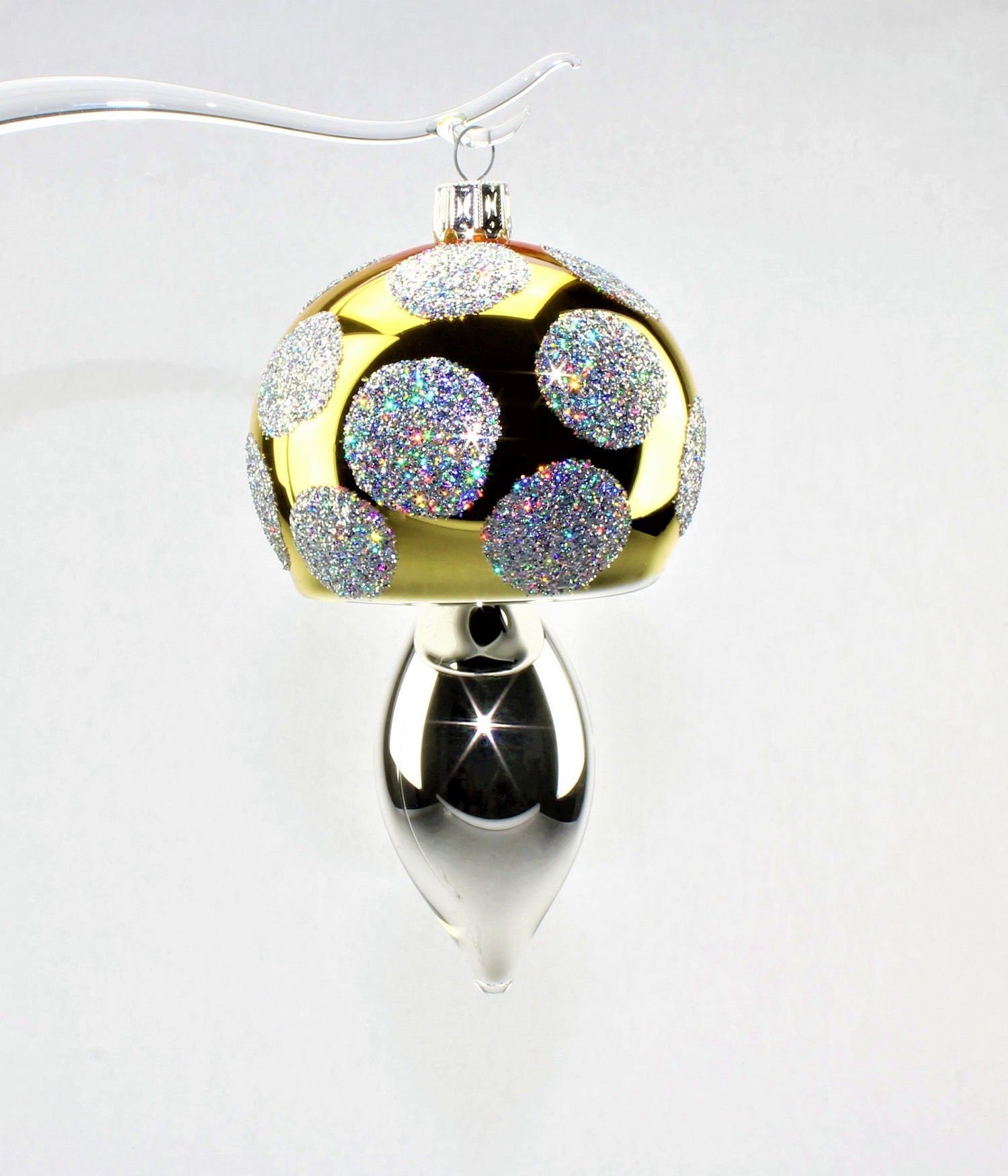 Pilze aus Glas, Weihnachten, zum hängen , Silber