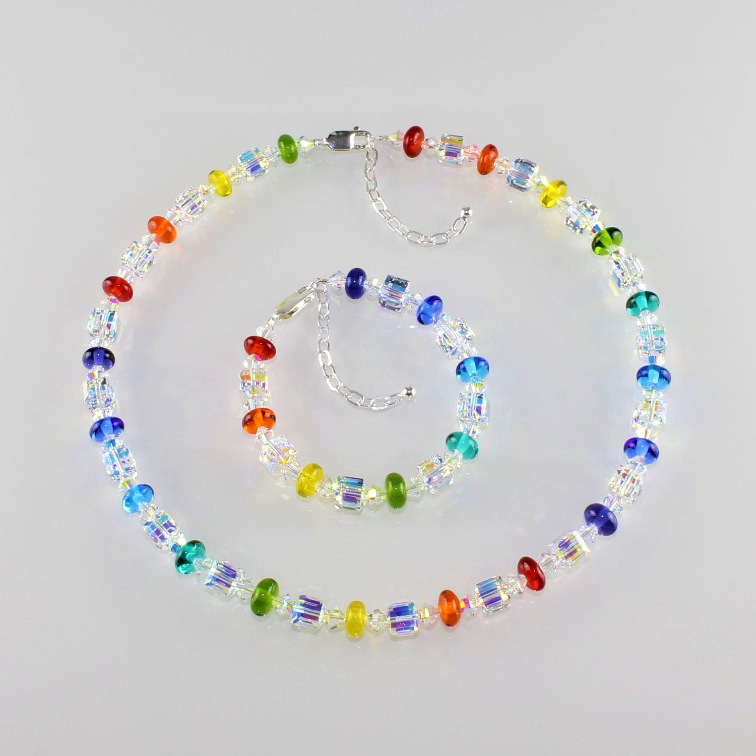 Halskette + Armband  "Joy" Regenbogen