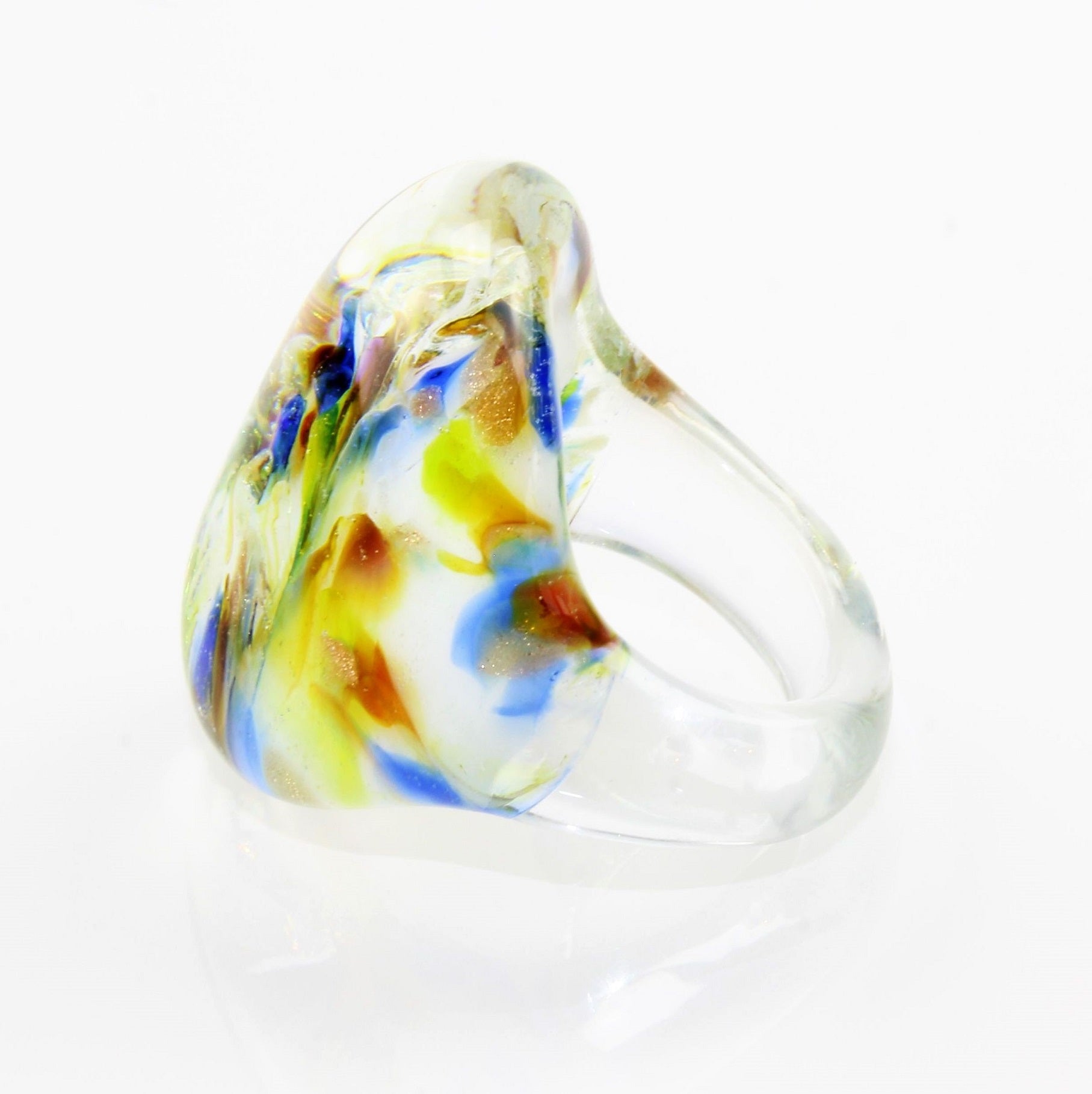 Ring "Madame" blau-grün marmoriert