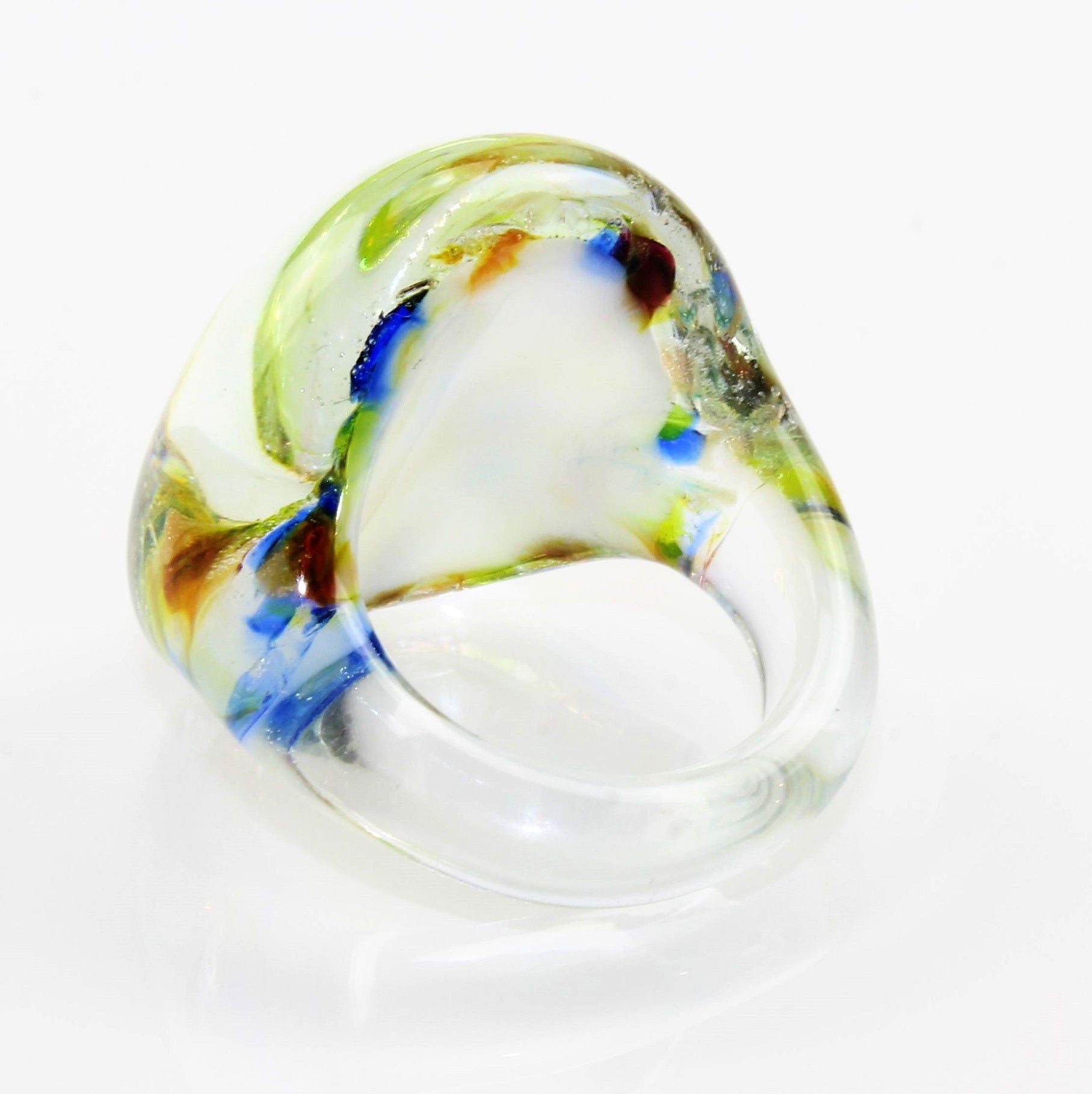 Ring "Madame" blau-grün marmoriert