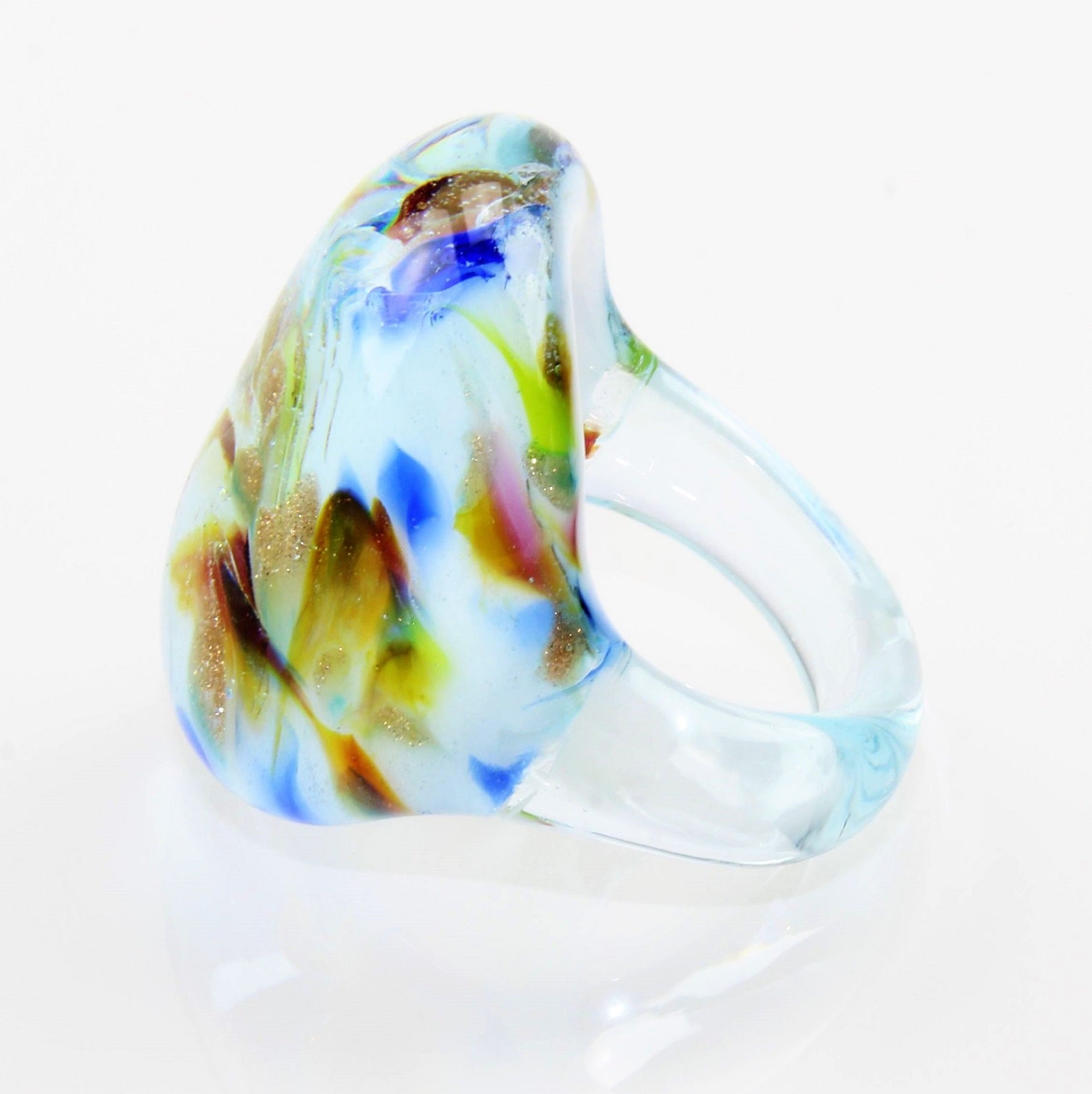 Ring "Madame" blau-grün marmoriert