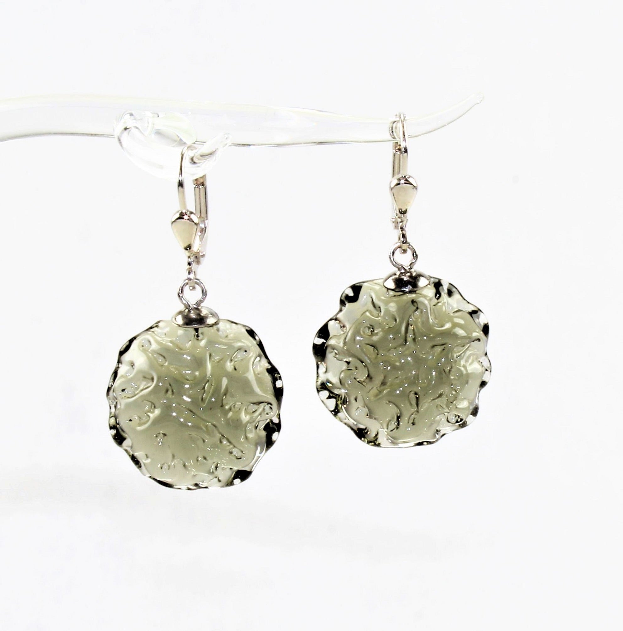 Ohrringe "Moon" 14 mm , Borosilikatglas
