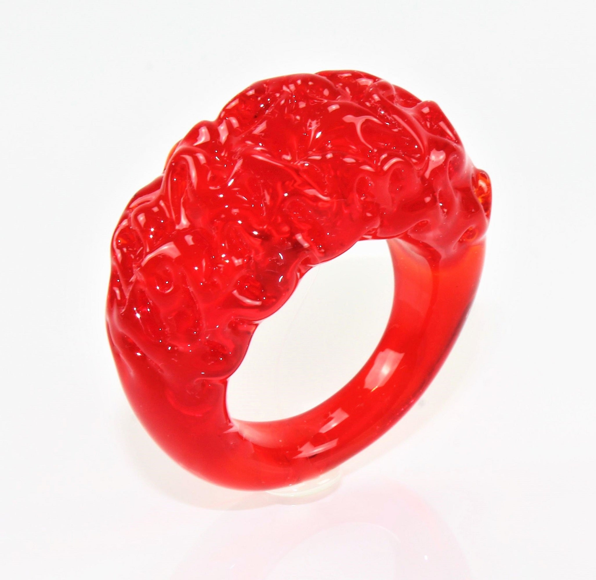 Ring "mountain and valley", Kamelie-violett, Borosilikatglas