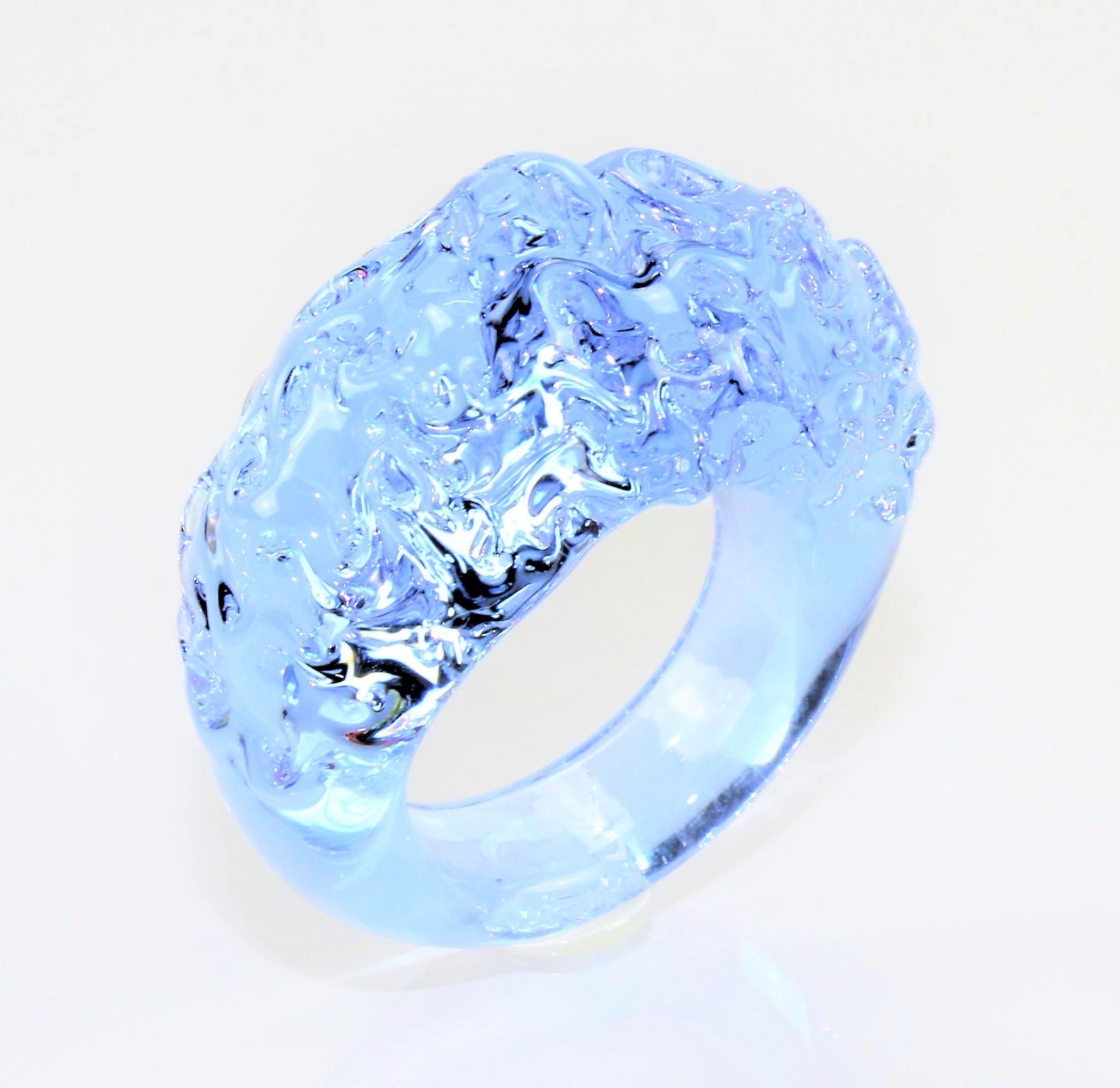 Ring "mountain and valley", Farbe: Blau-Violett , Borosilikatglas