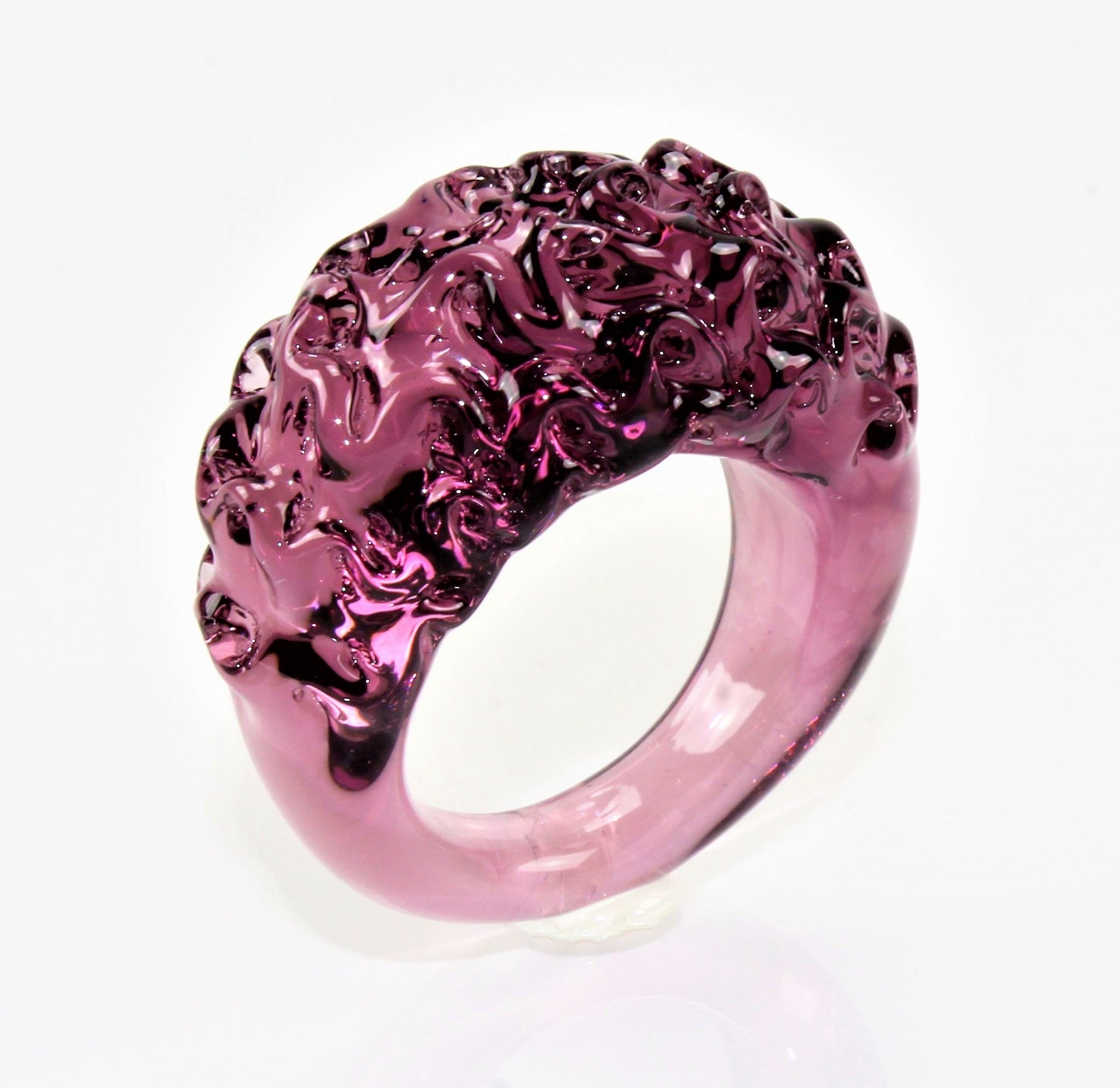 Ring "mountain and valley", Kamelie-violett, Borosilikatglas