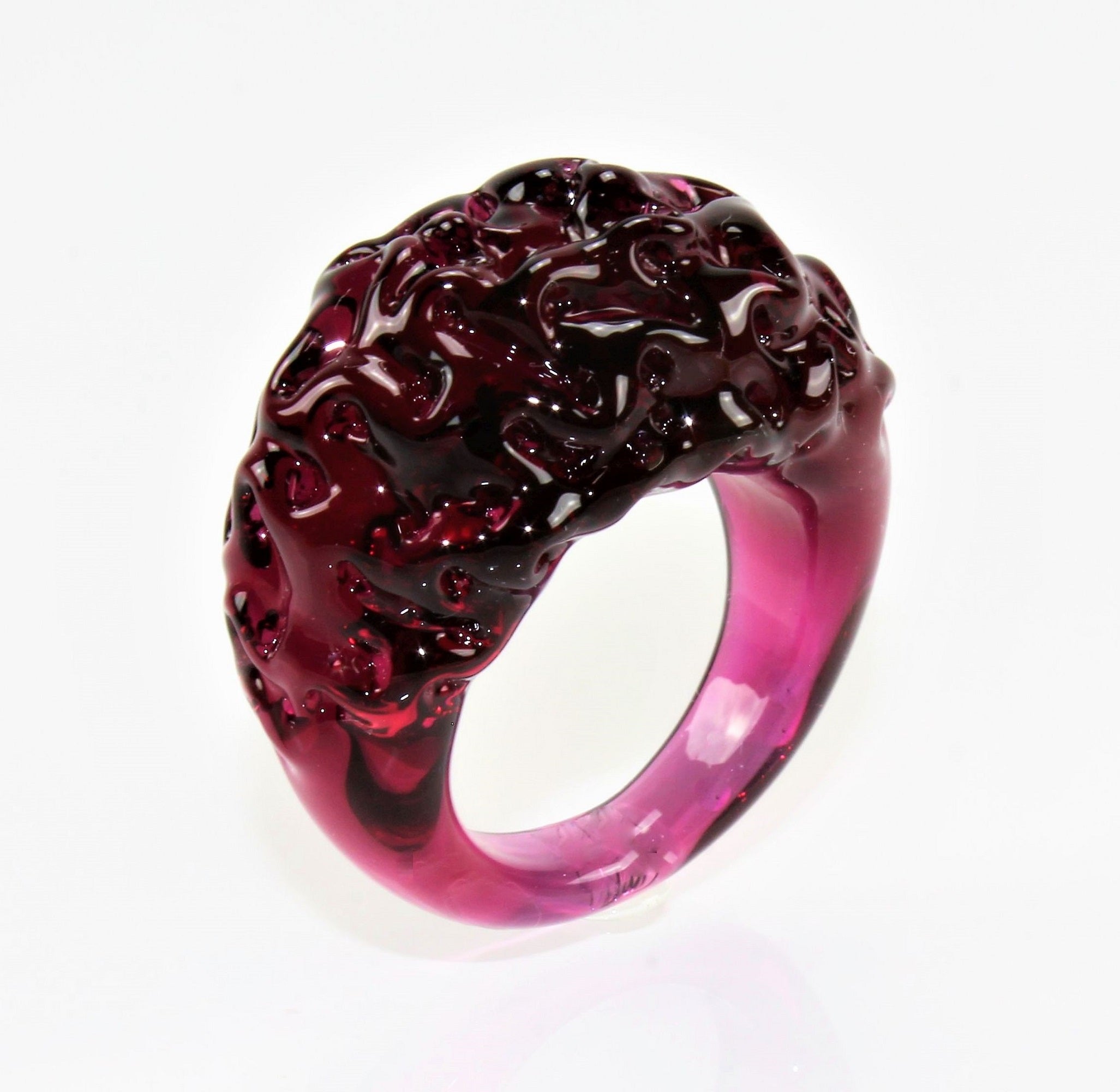 Ring "mountain and valley", Kamelie-violett, Borosilikatglas